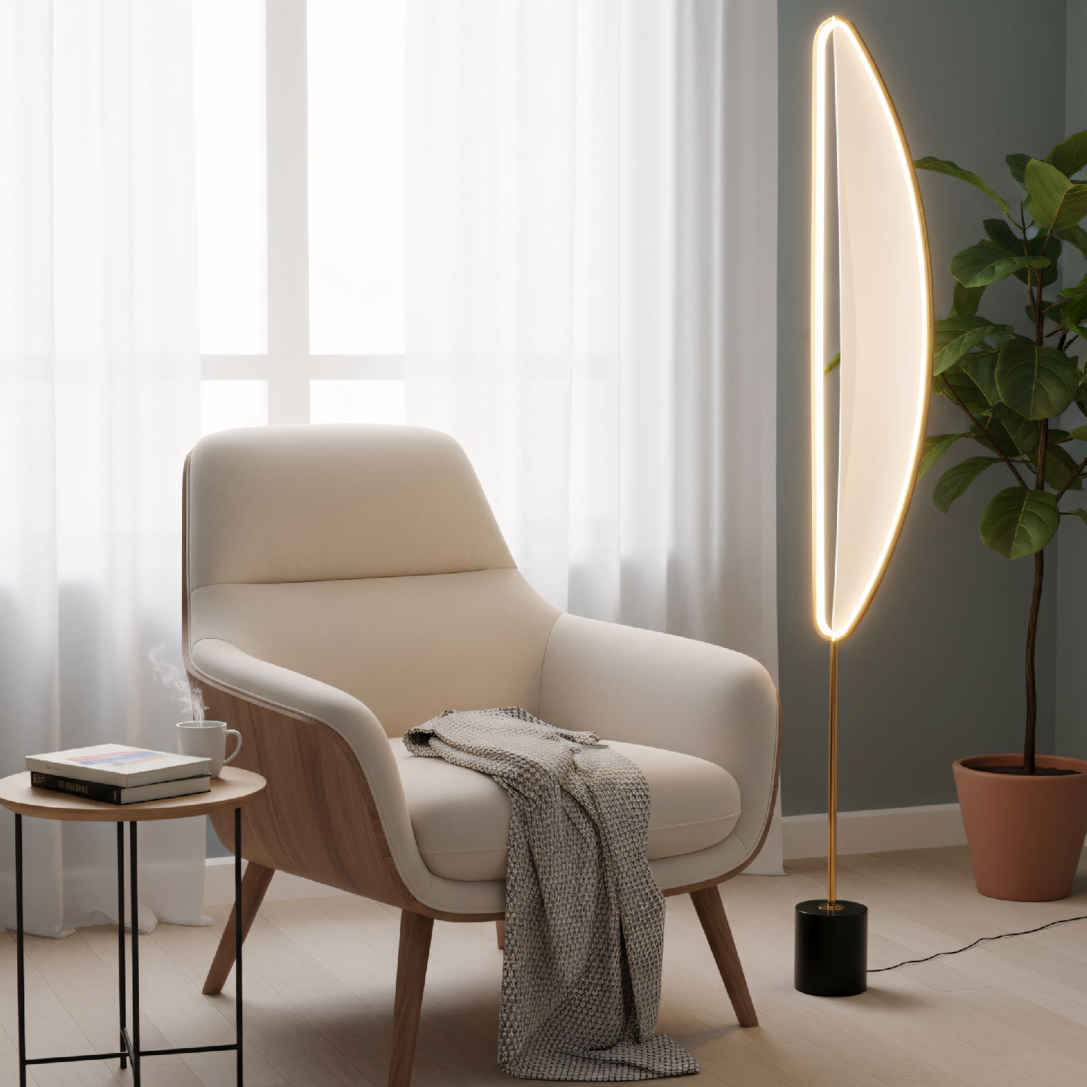 Toolight, LED voľne stojaca lampa 159cm, 42W, 4000K, 3000lm, G126-F, čierna-zlatá, OSW-02618