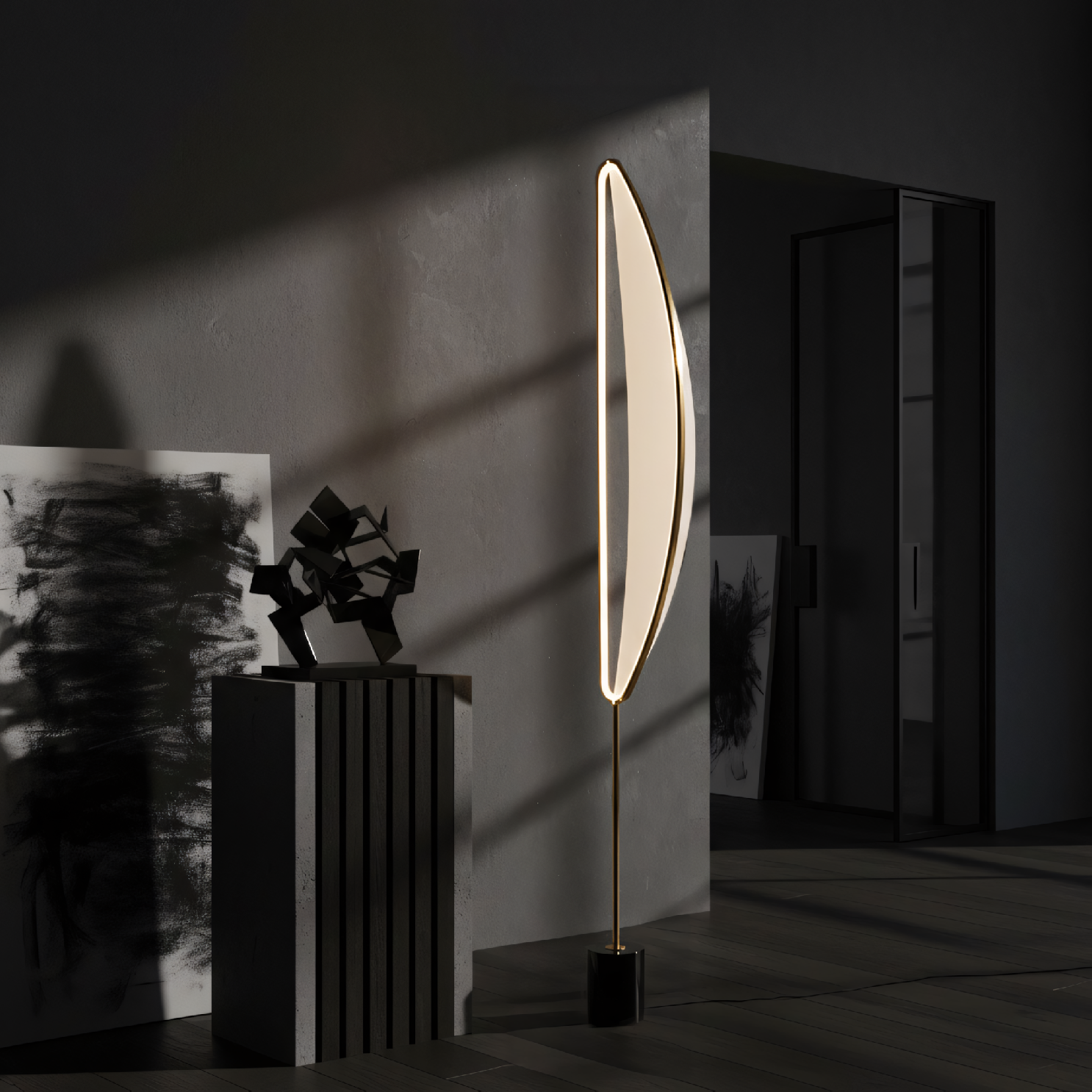 Toolight, LED voľne stojaca lampa 159cm, 42W, 4000K, 3000lm, G126-F, čierna-zlatá, OSW-02618