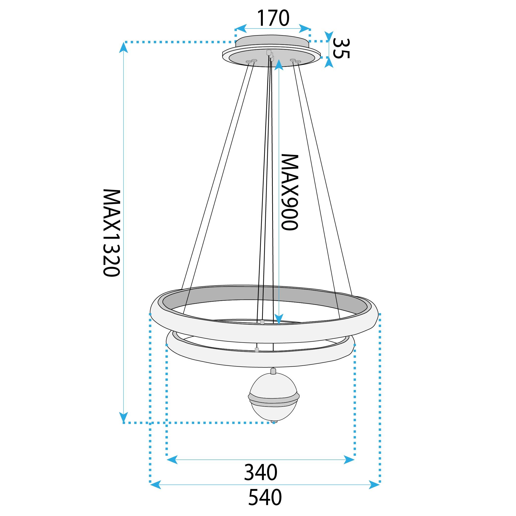 Toolight, stropné svietidlo 50cm, 160W, 4000K, 5000lm, G143-CP, zlatá, OSW-02613