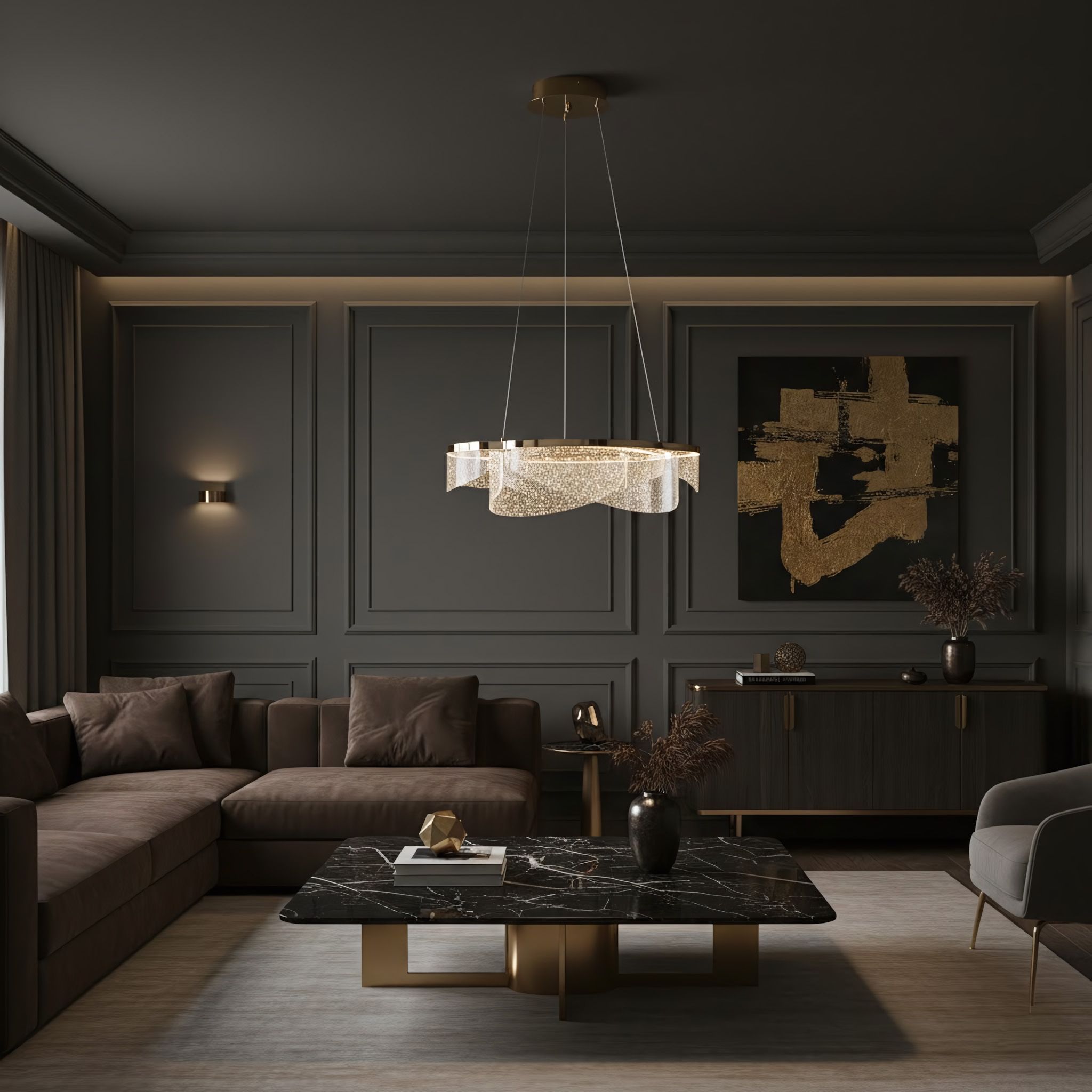 Toolight, stropné svietidlo 50cm, 57W, 4000K, 4000lm, LED G138-CP, zlatá, OSW-02622