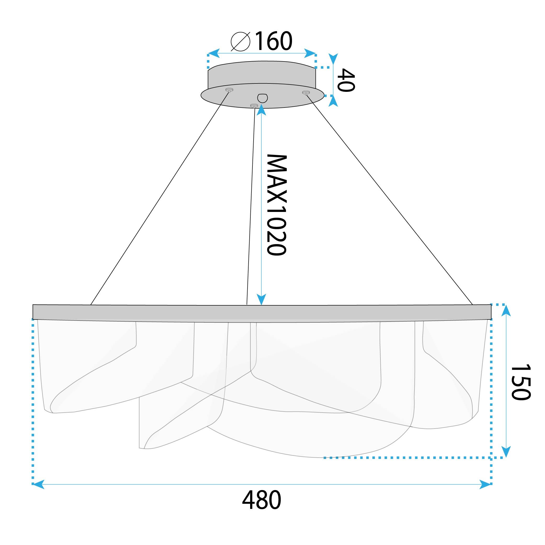 Toolight, stropné svietidlo 50cm, 57W, 4000K, 4000lm, LED G138-CP, zlatá, OSW-02622