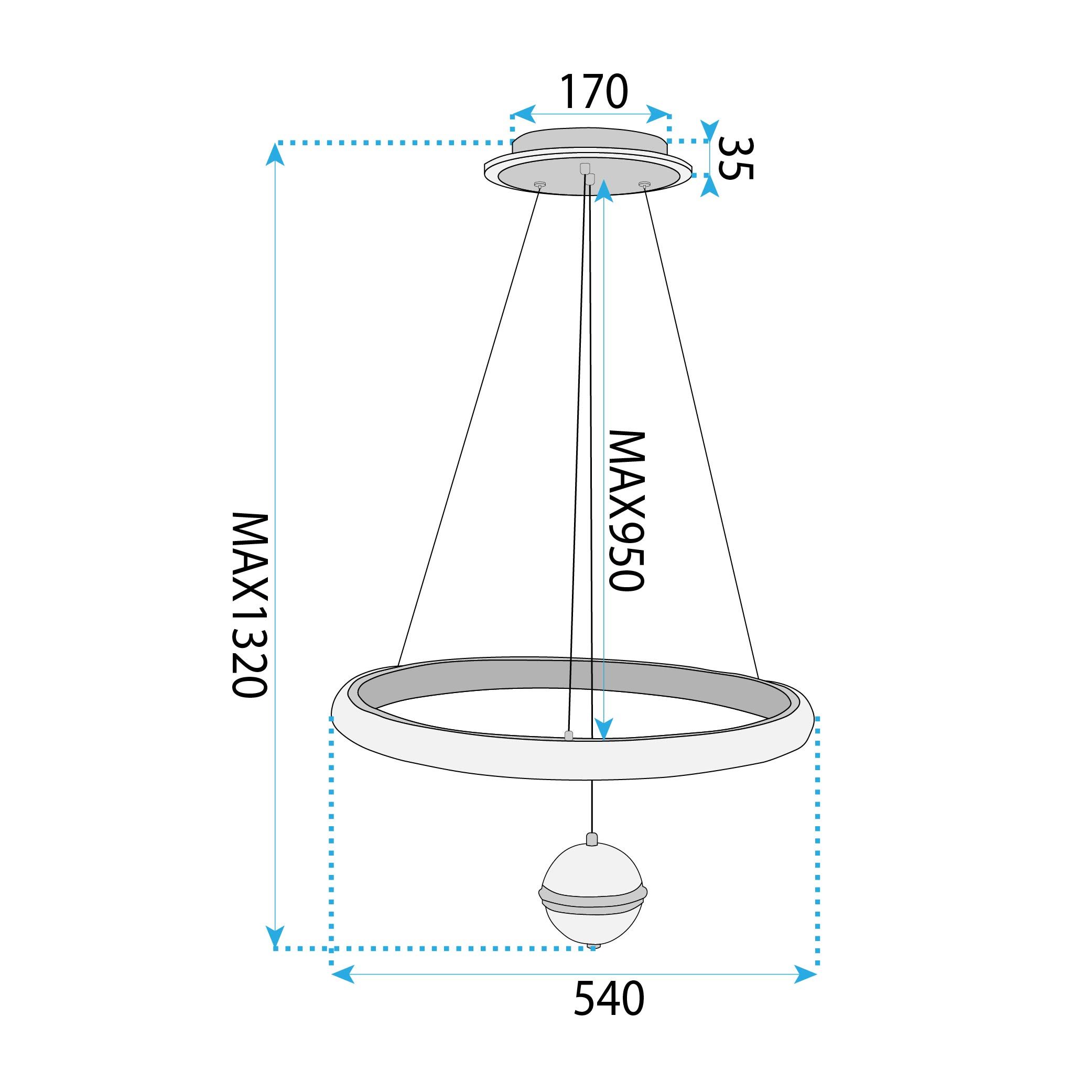 Toolight, stropné svietidlo 50cm, 80W, 4000K, 5000lm, G142-CP, zlatá, OSW-02612