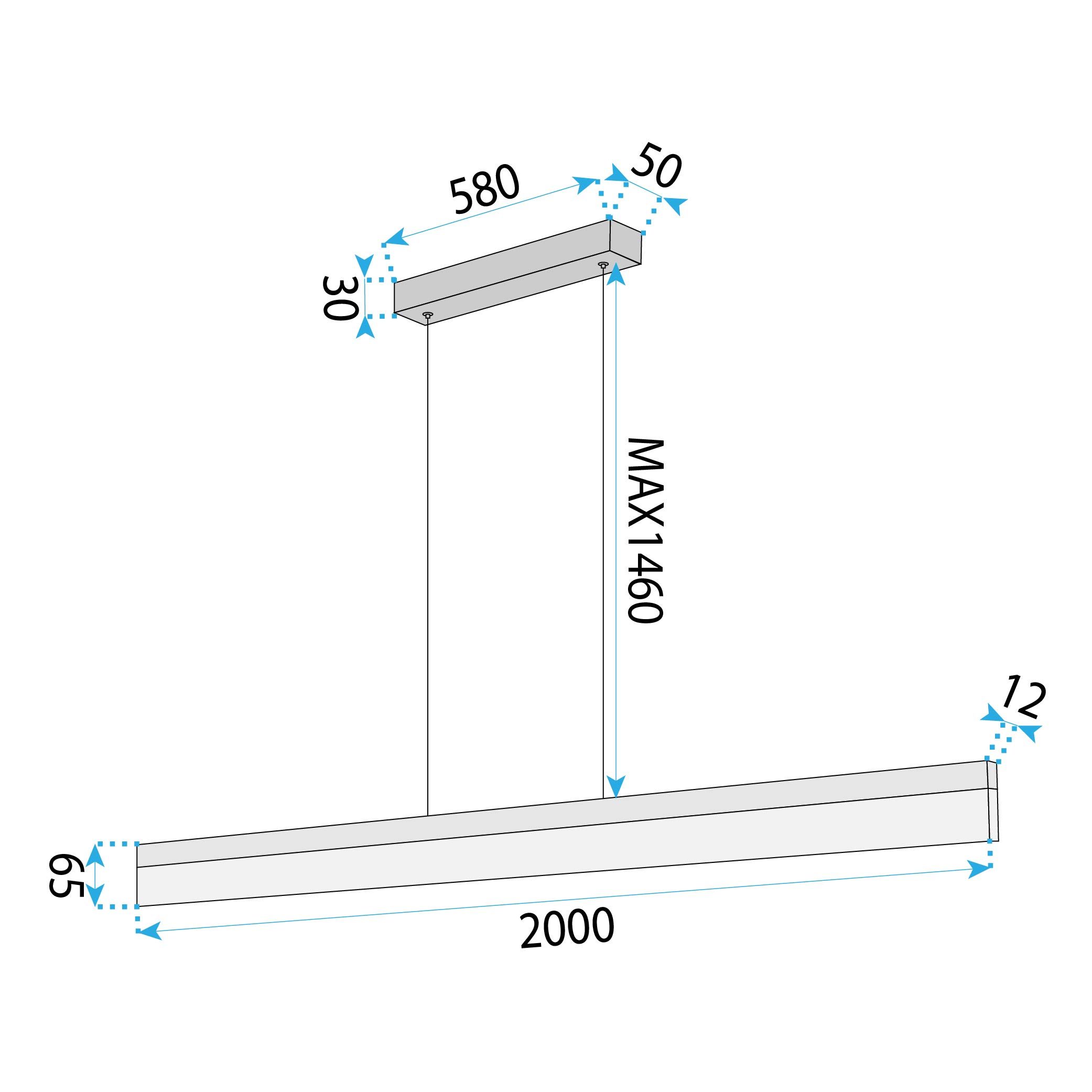 Toolight, LED stropné svietidlo 200cm, 48W, 4000K, APP1697-CP, zlatá matná, OSW-07893