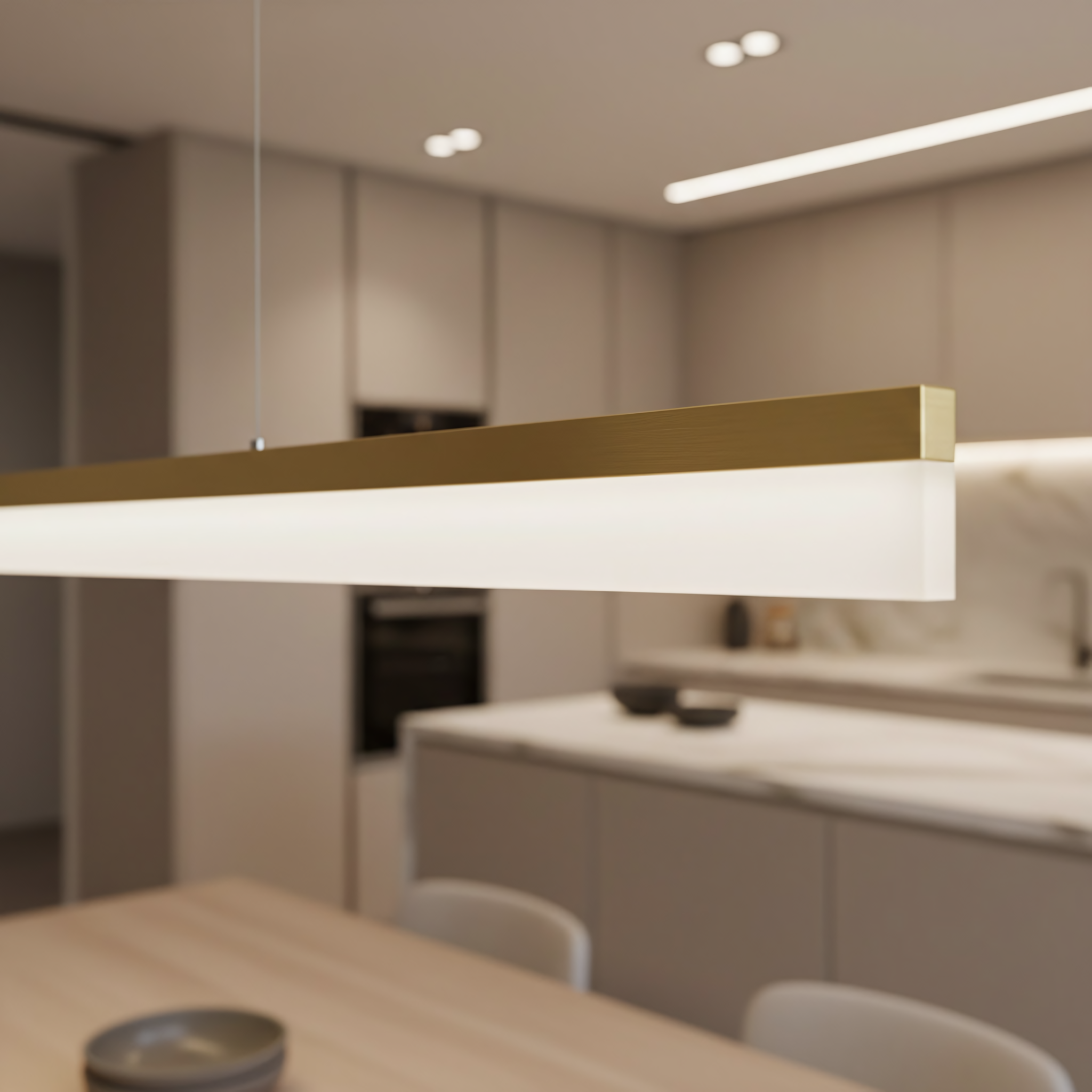 Toolight, LED stropné svietidlo 200cm, 48W, 4000K, APP1697-CP, zlatá matná, OSW-07893