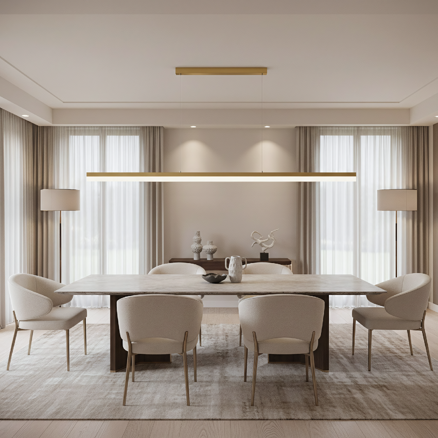 Toolight, LED stropné svietidlo 200cm, 48W, 4000K, APP1697-CP, zlatá matná, OSW-07893