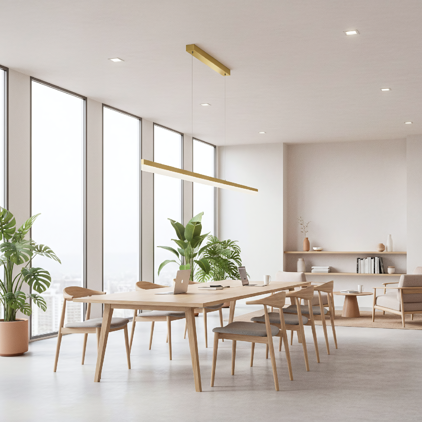 Toolight, LED stropné svietidlo 200cm, 48W, 4000K, APP1697-CP, zlatá matná, OSW-07893