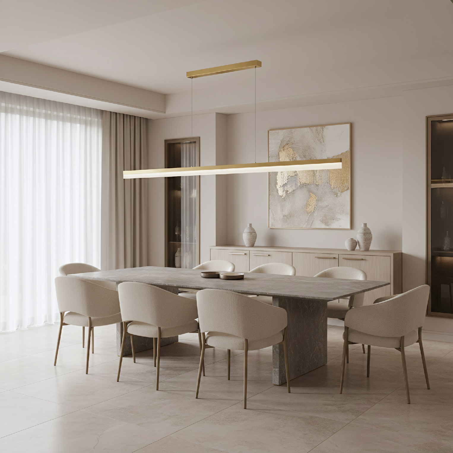 Toolight, LED stropné svietidlo 200cm, 48W, 4000K, APP1697-CP, zlatá matná, OSW-07893