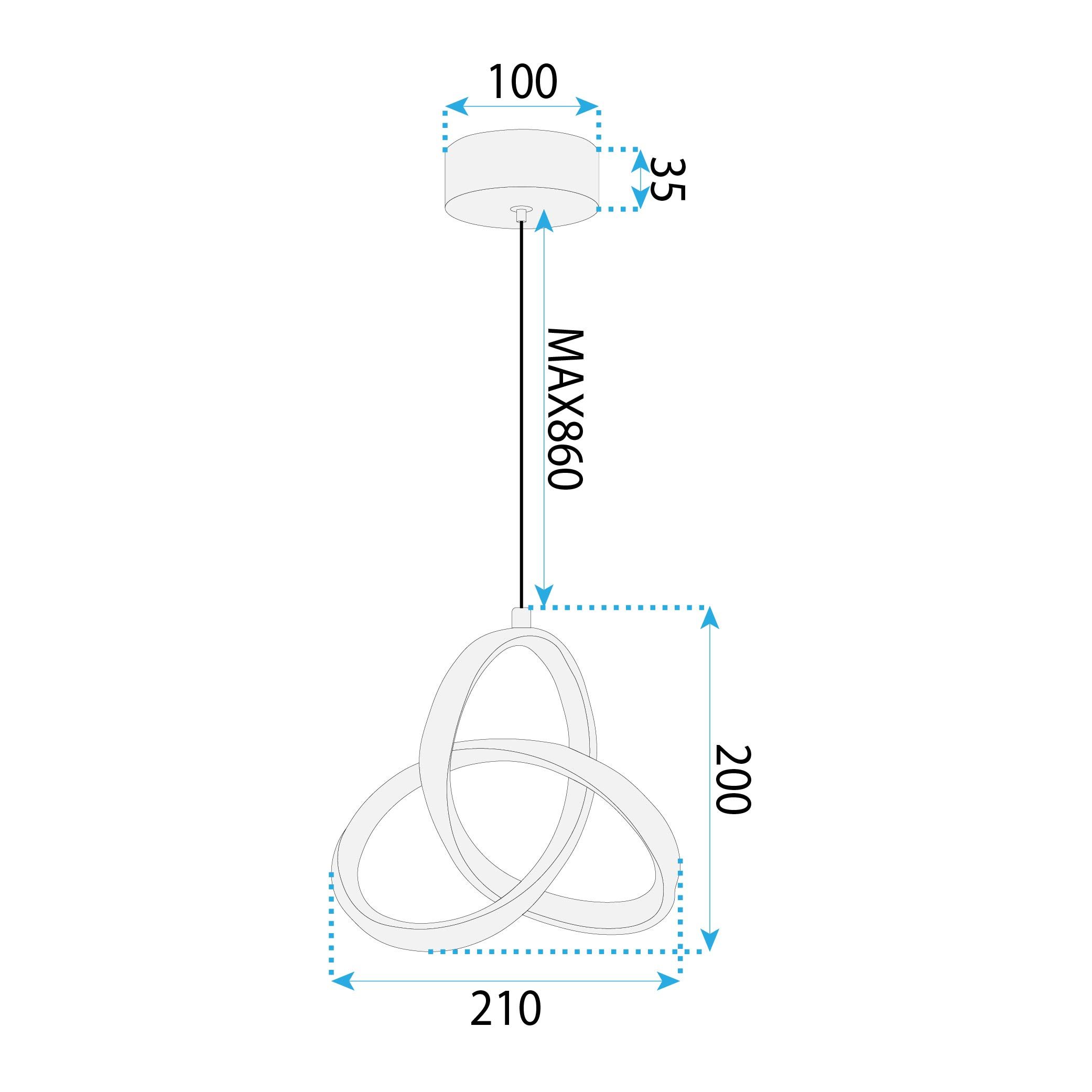 Toolight, LED závesné osvetlenie 13W, 500lm, 4000K, APP1783-CP, biela, OSW-08969