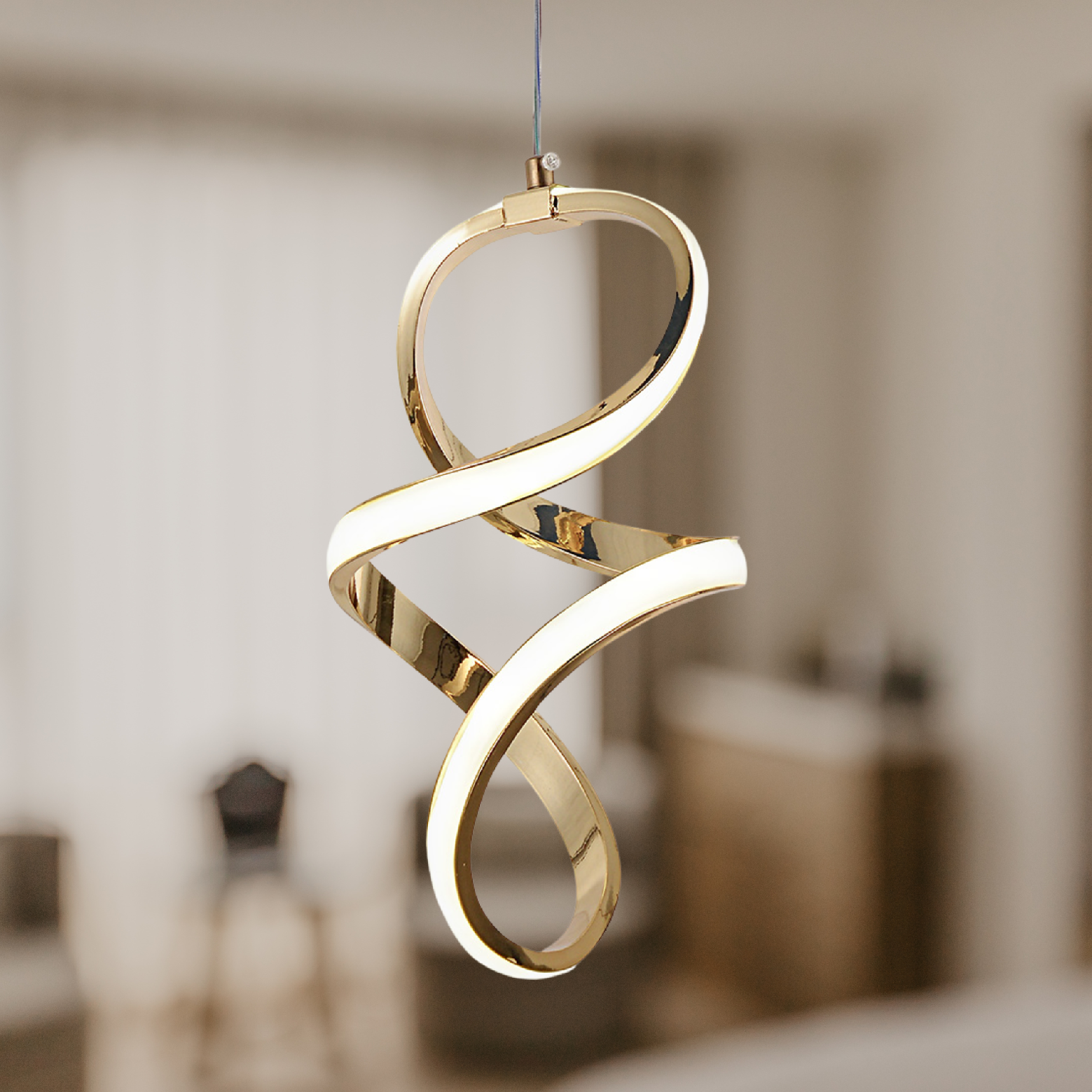 Toolight, LED závesné svietidlo 24W, 4000K, 4500lm, G074-1CP, zlatá, OSW-08662