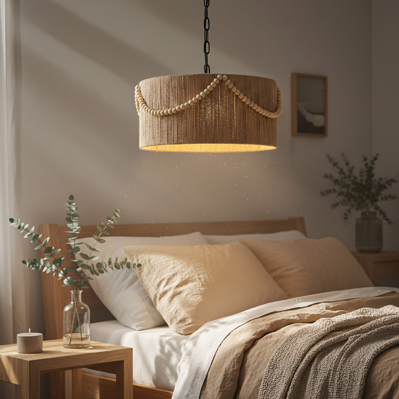 Toolight, stropné svietidlo 40cm, 1xE27, APP1741-1CP, prírodná hnedá, OSW-05123