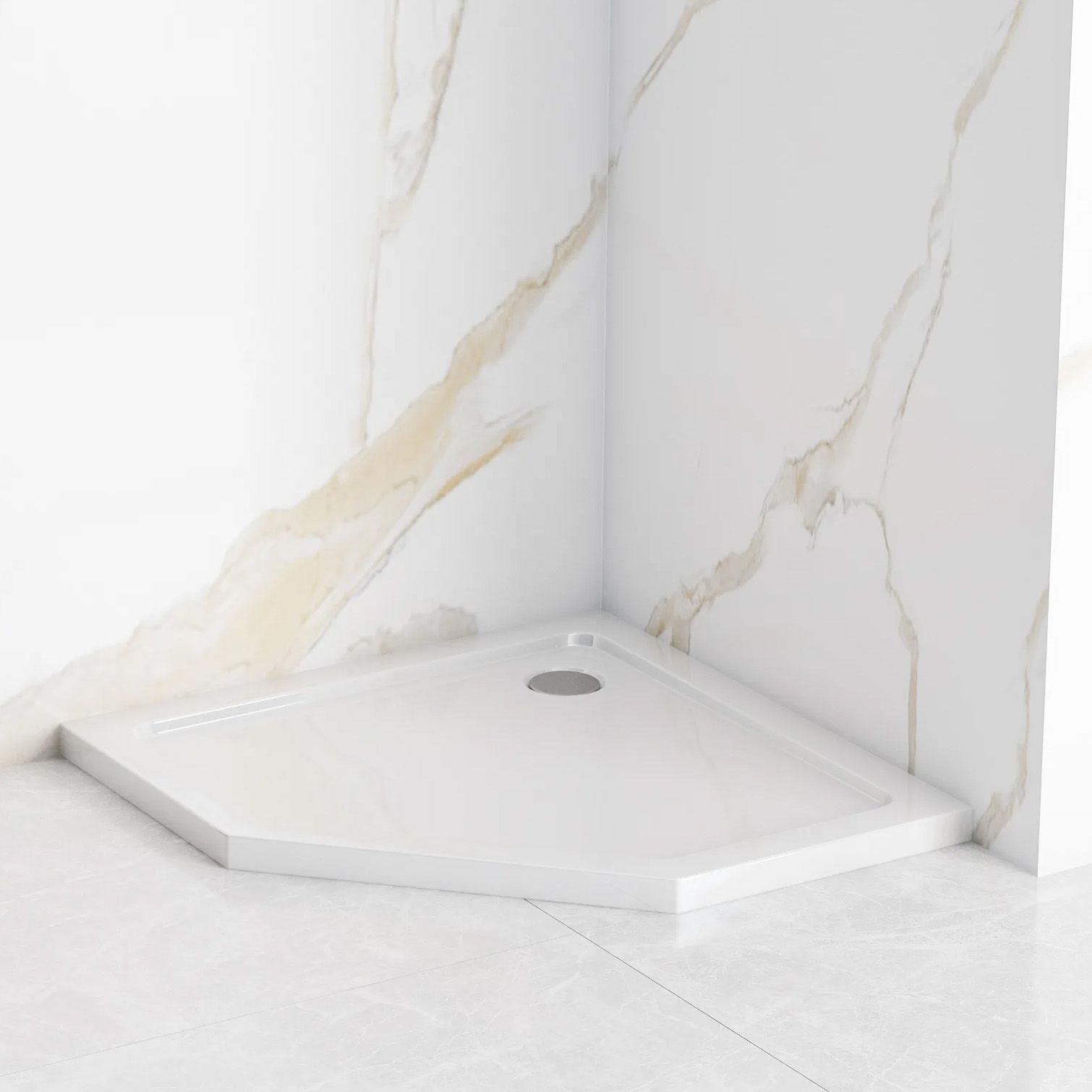 Rea Diamond, akrylátová sprchová vanička 90 x 90 x 5 cm + sifón, biela, REA-K6522
