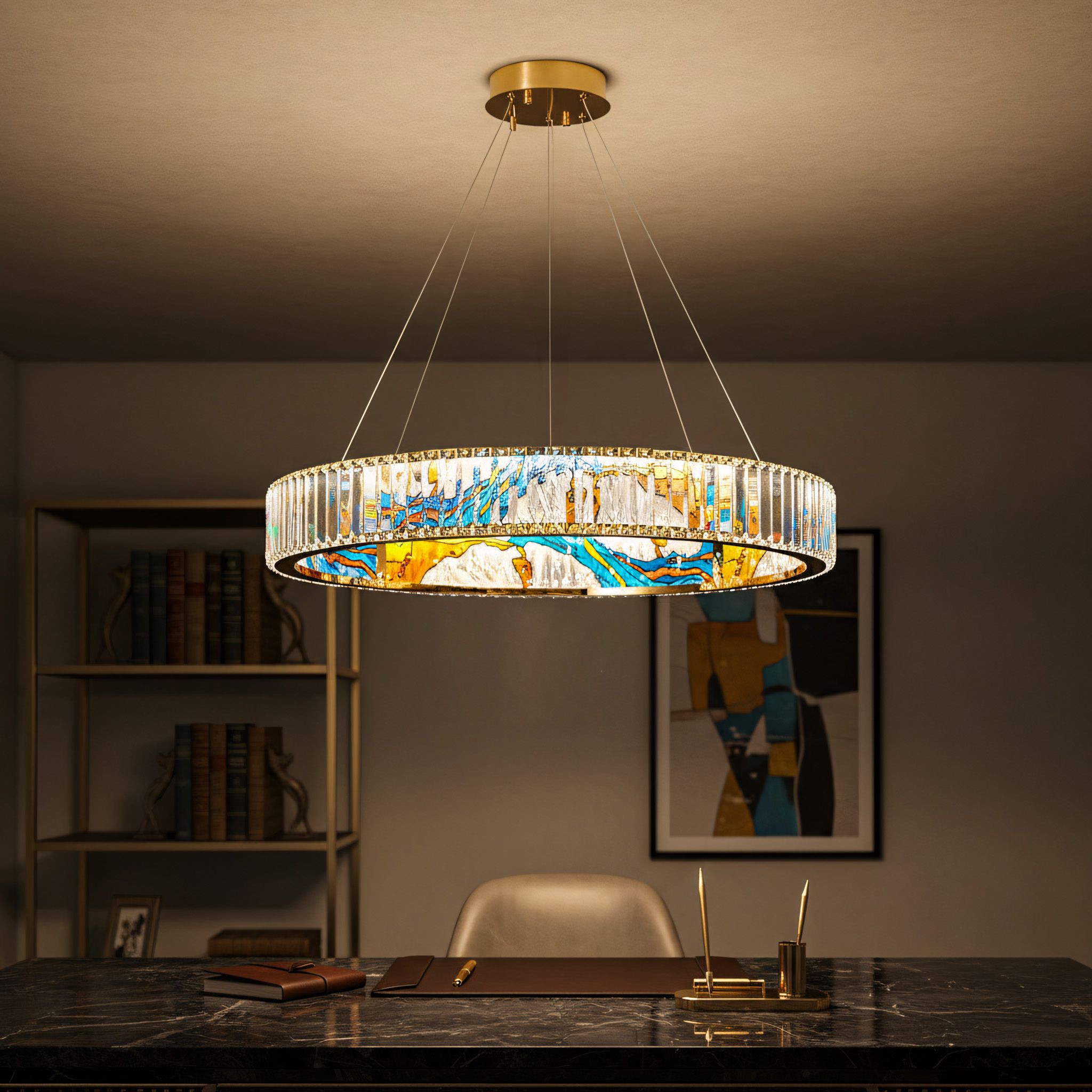 Toolight, LED stropné svietidlo 60cm + diaľkové ovládanie APP1748-CP, zlatá-priehľadná, OSW-07894