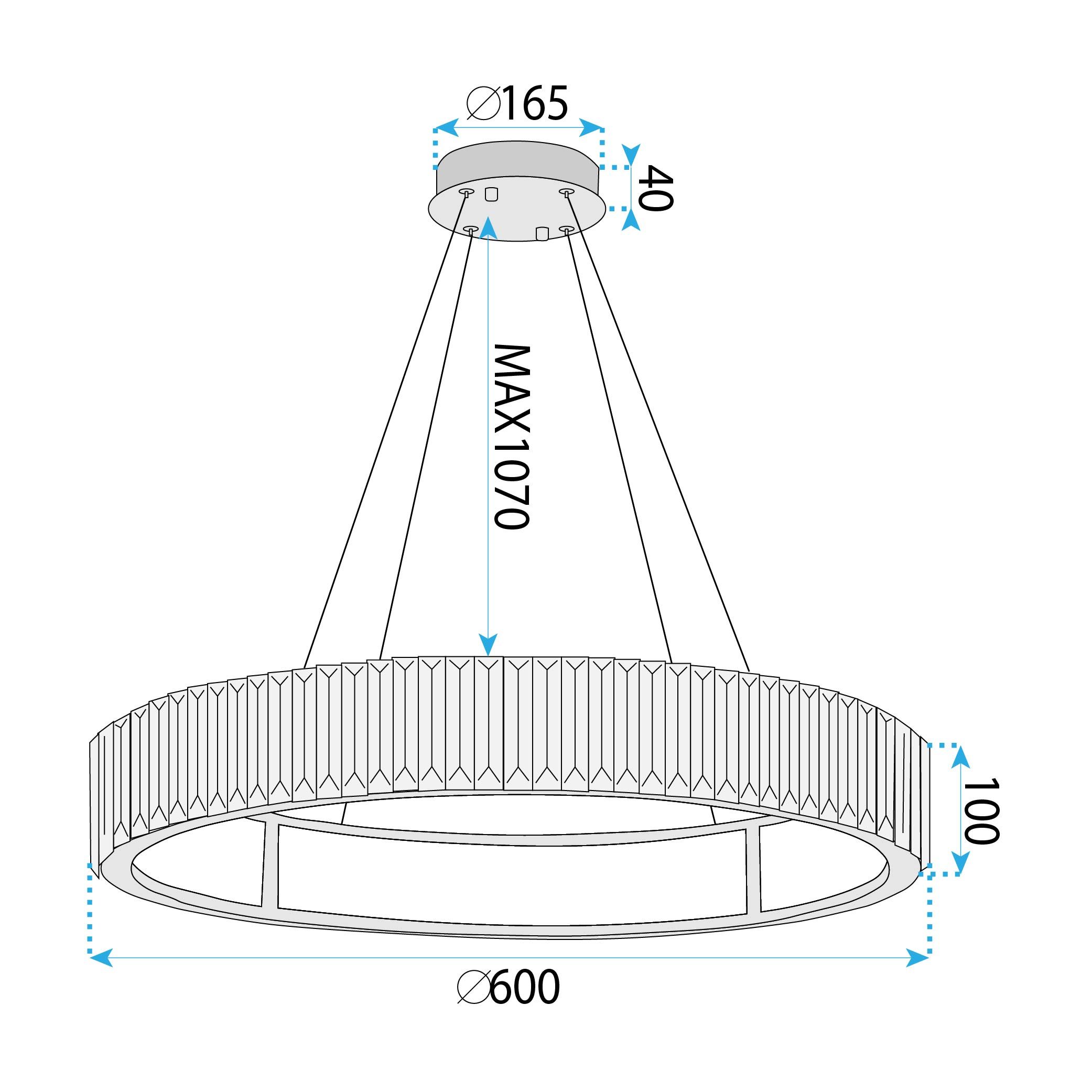 Toolight, LED stropné svietidlo 60cm + diaľkové ovládanie APP1748-CP, zlatá-priehľadná, OSW-07894
