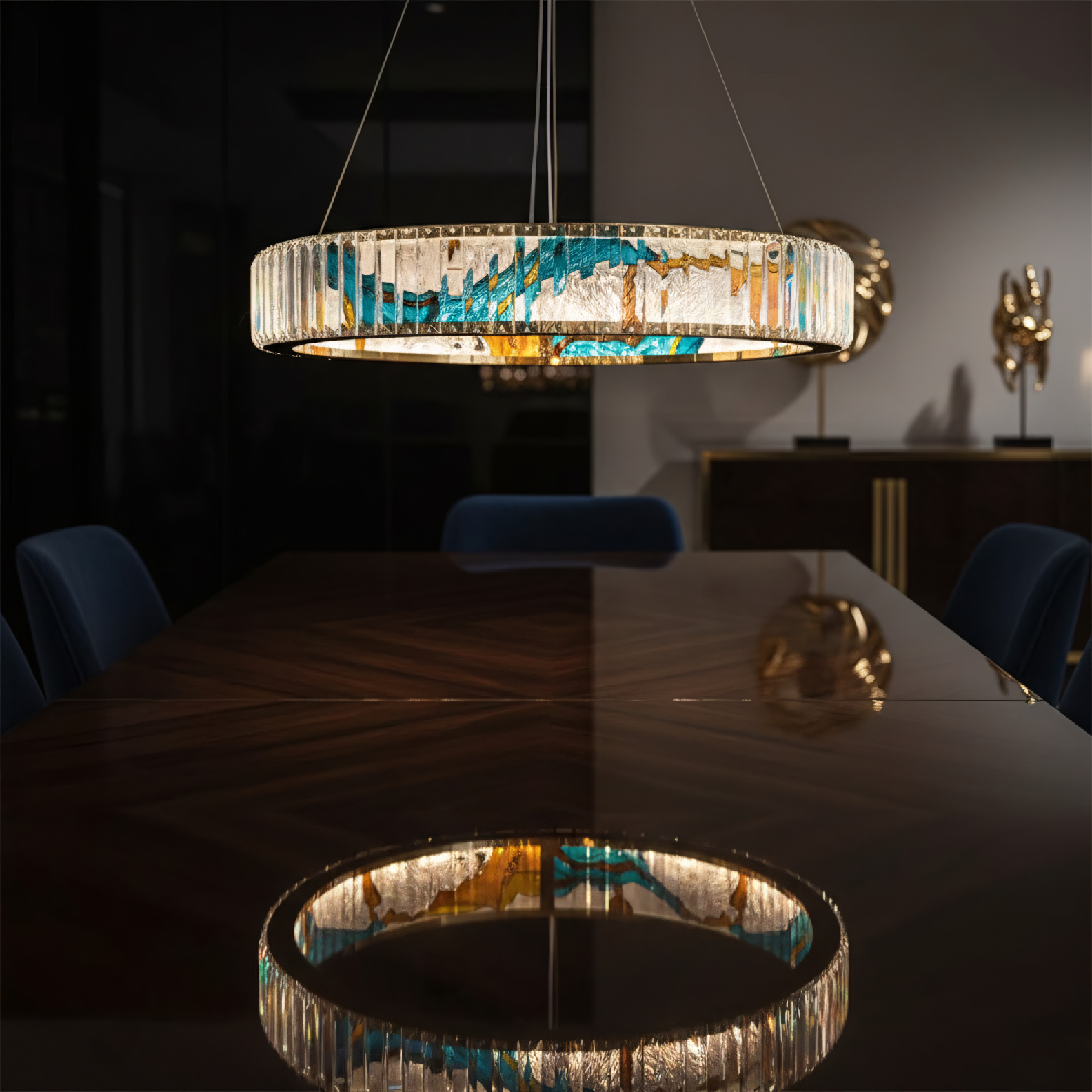 Toolight, LED stropné svietidlo 60cm + diaľkové ovládanie APP1748-CP, zlatá-priehľadná, OSW-07894
