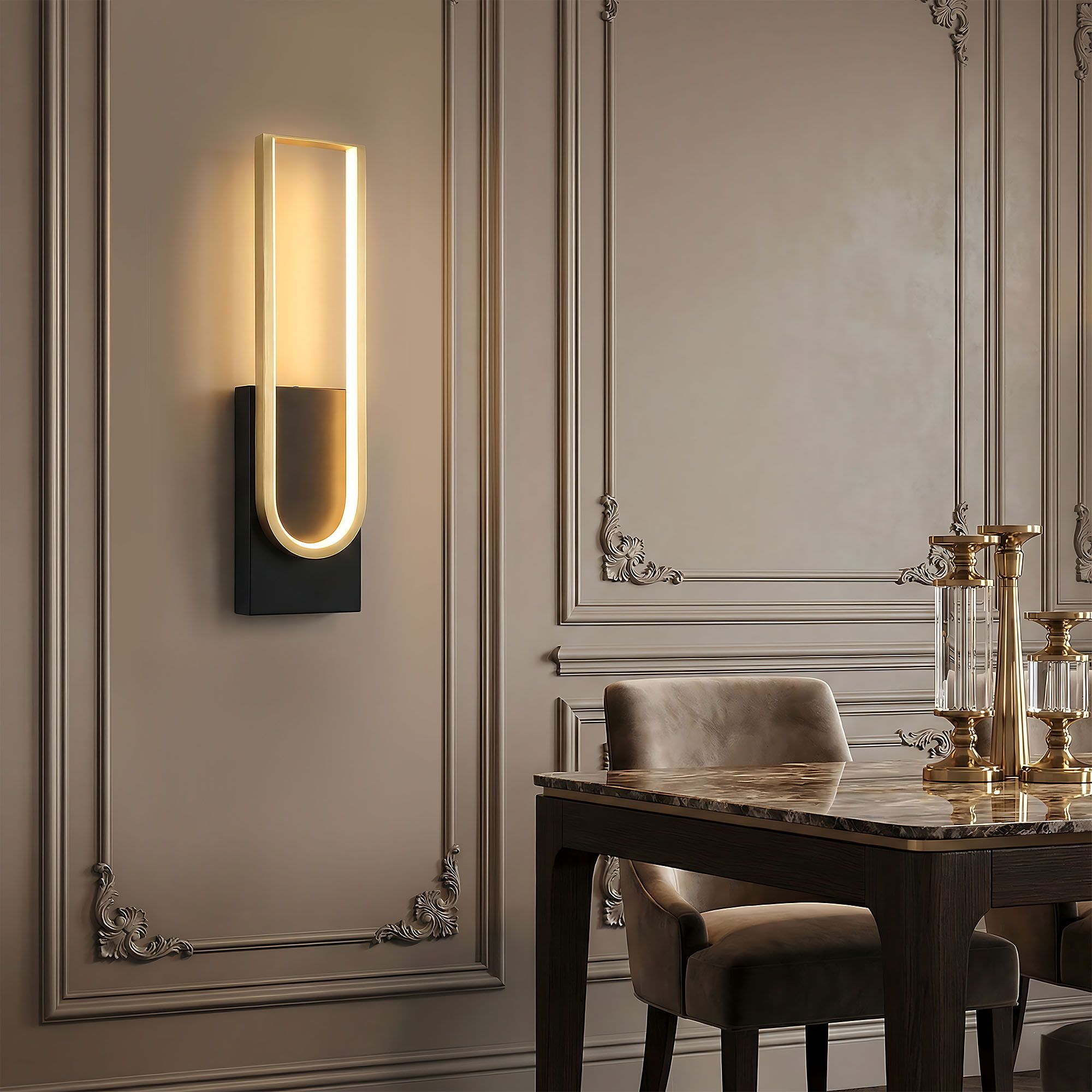 Toolight, LED nástenné svietidlo 10W, 4000K, APP1782-W, zlatá matná-čierna, OSW-06359