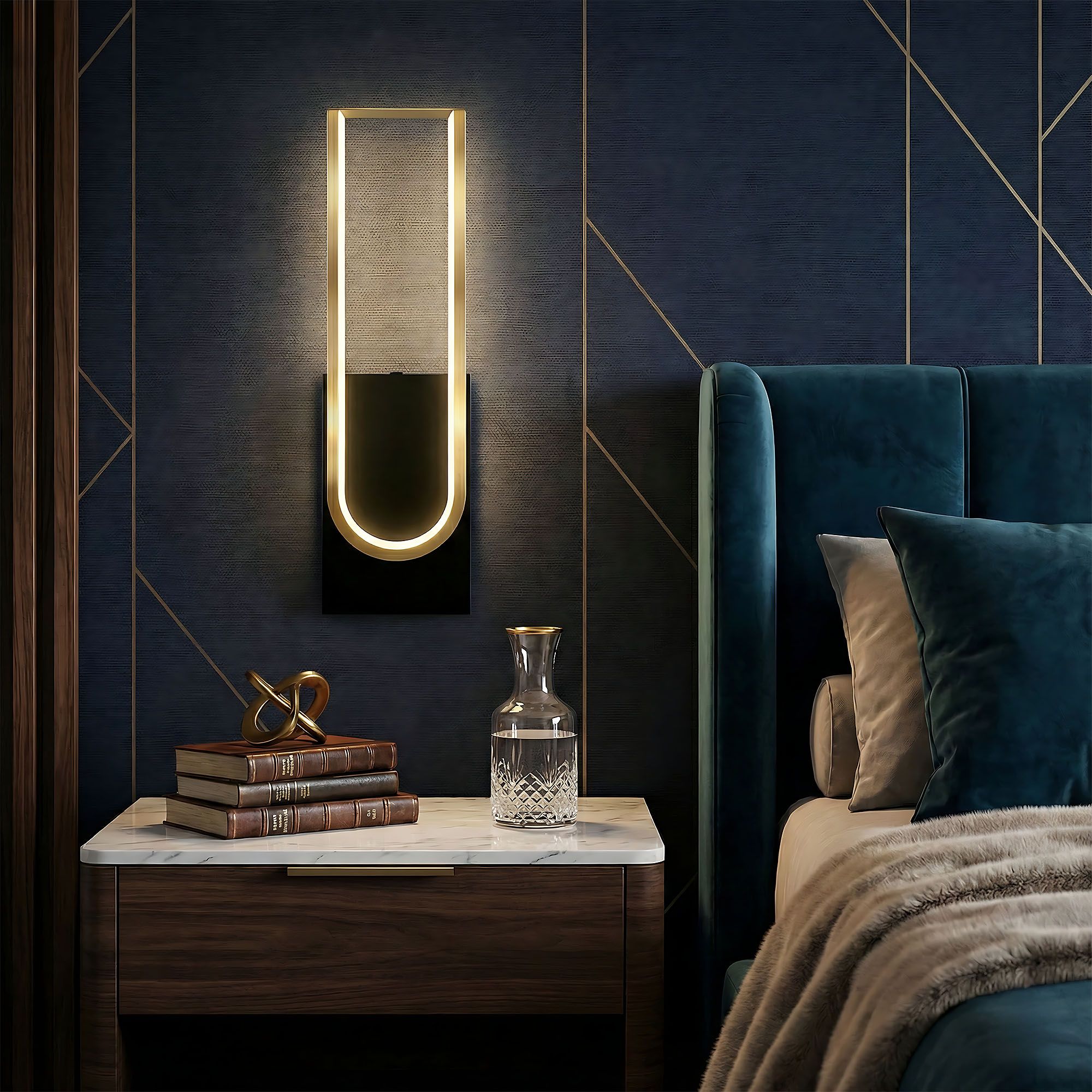 Toolight, LED nástenné svietidlo 10W, 4000K, APP1782-W, zlatá matná-čierna, OSW-06359