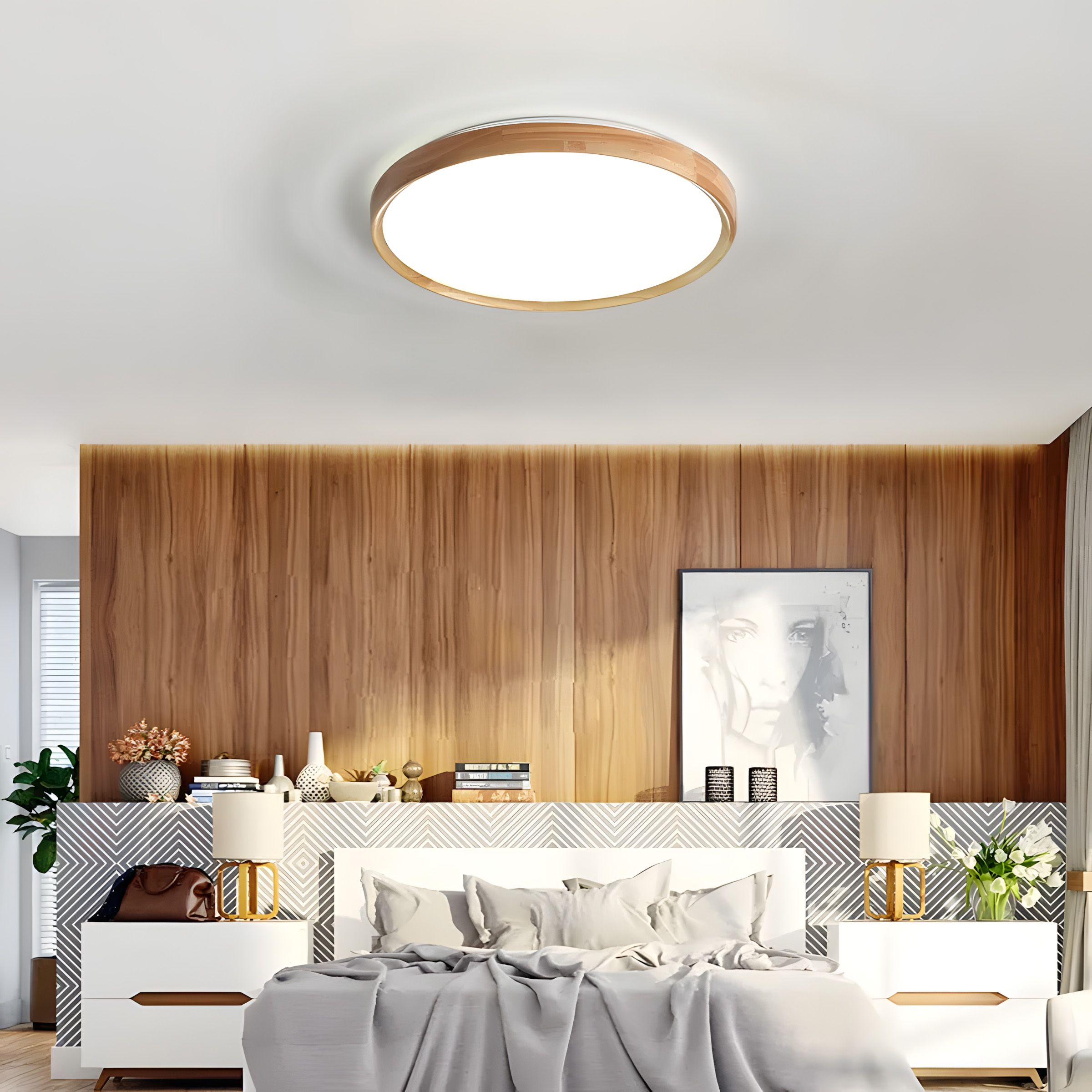 Toolight, LED stropné svietidlo 40cm, 24W, 4000lm, G116-C, prírodná hnedá-biela, OSW-06382