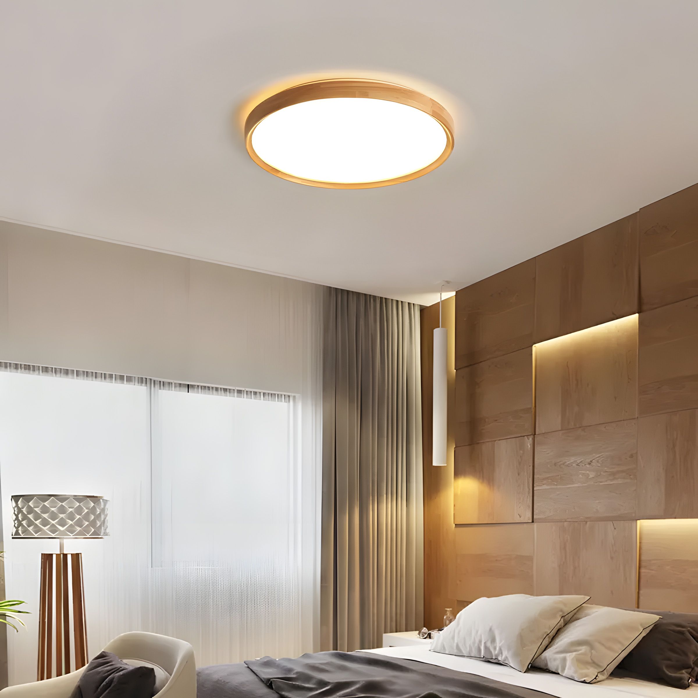 Toolight, LED stropné svietidlo 40cm, 24W, 4000lm, G116-C, prírodná hnedá-biela, OSW-06382