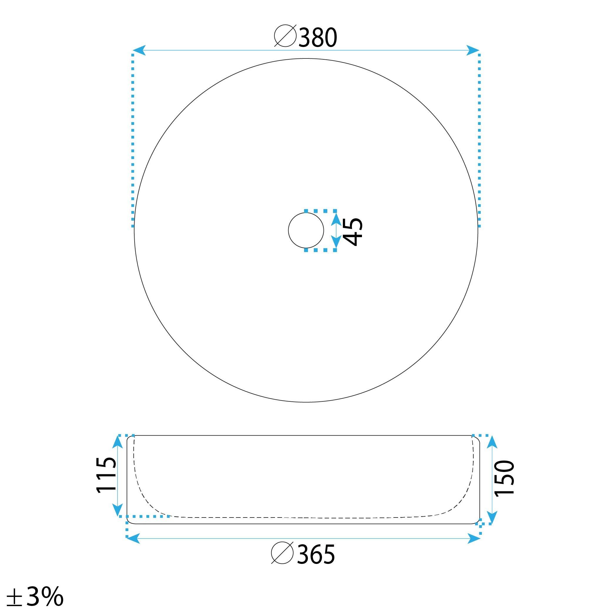 Rea Duo, umývadlo na dosku 380x380x145 mm, biela lesklá, REA-U3602