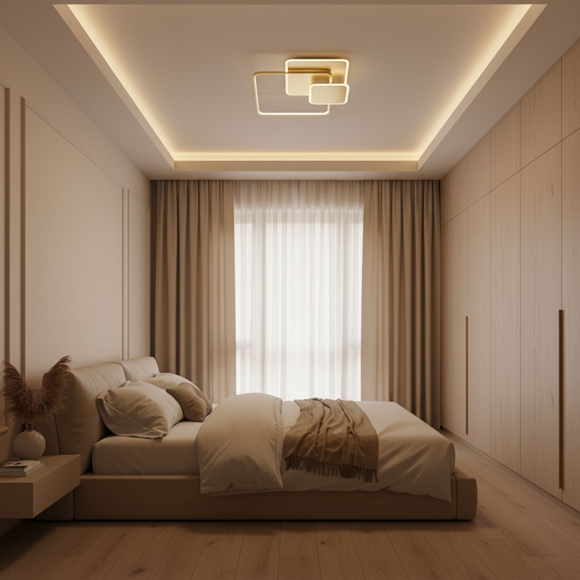 Toolight, LED stropné svietidlo + diaľkové ovládanie, APP1713-C, zlatá matná, OSW-04042