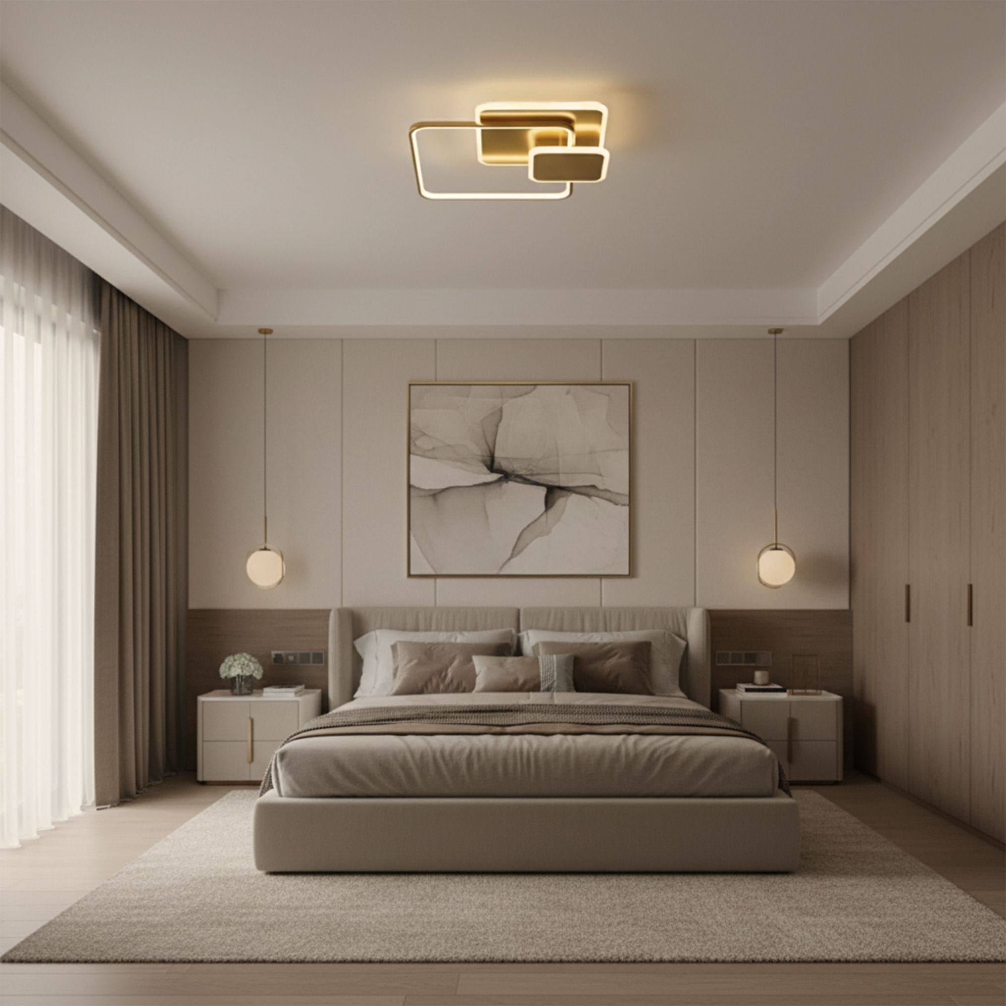 Toolight, LED stropné svietidlo + diaľkové ovládanie, APP1714-C, zlatá matná, OSW-04043