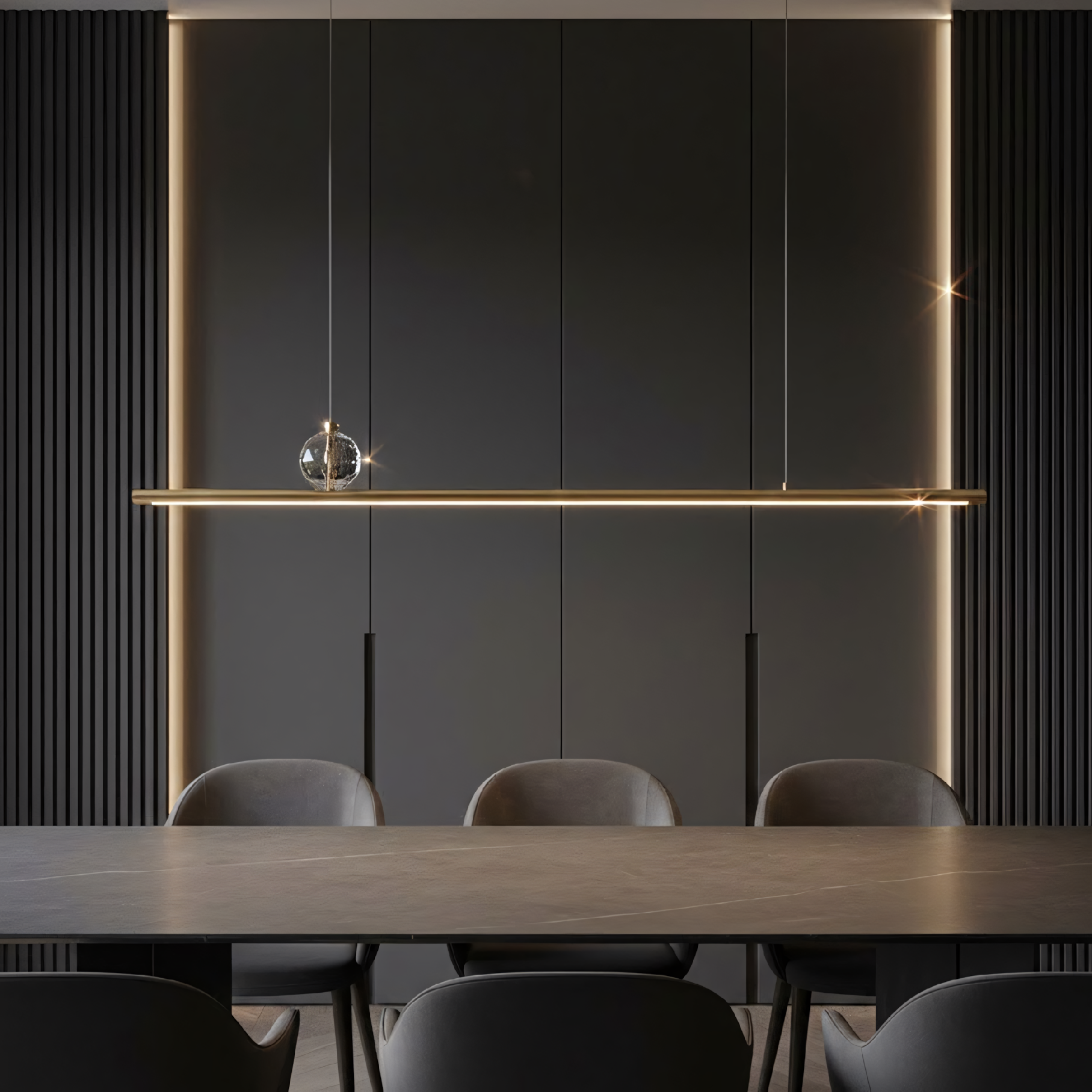 Toolight, LED stropné svietidlo 90cm, APP1778-CP, zlatá matná, OSW-04056