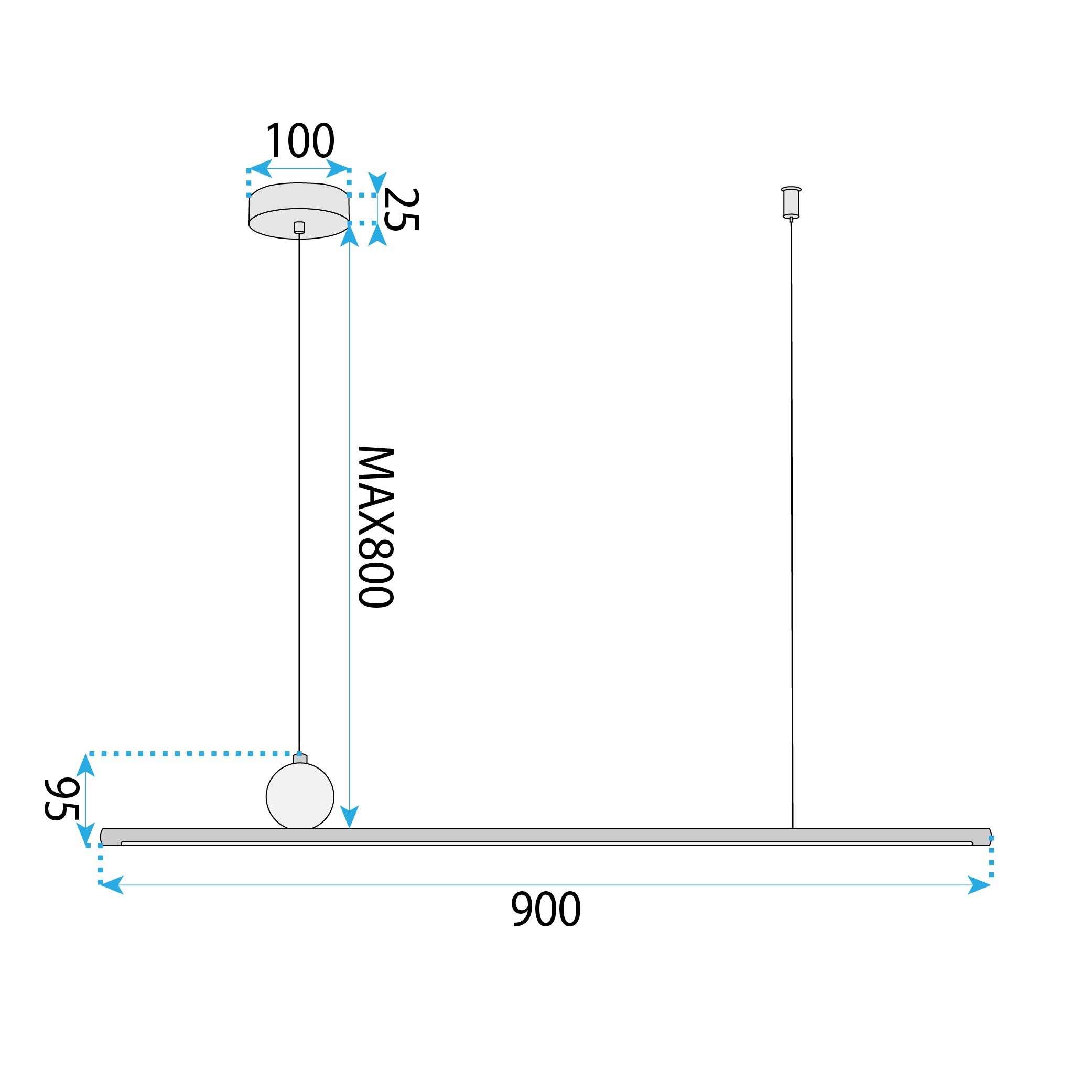 Toolight, LED stropné svietidlo 90cm, APP1778-CP, zlatá matná, OSW-04056
