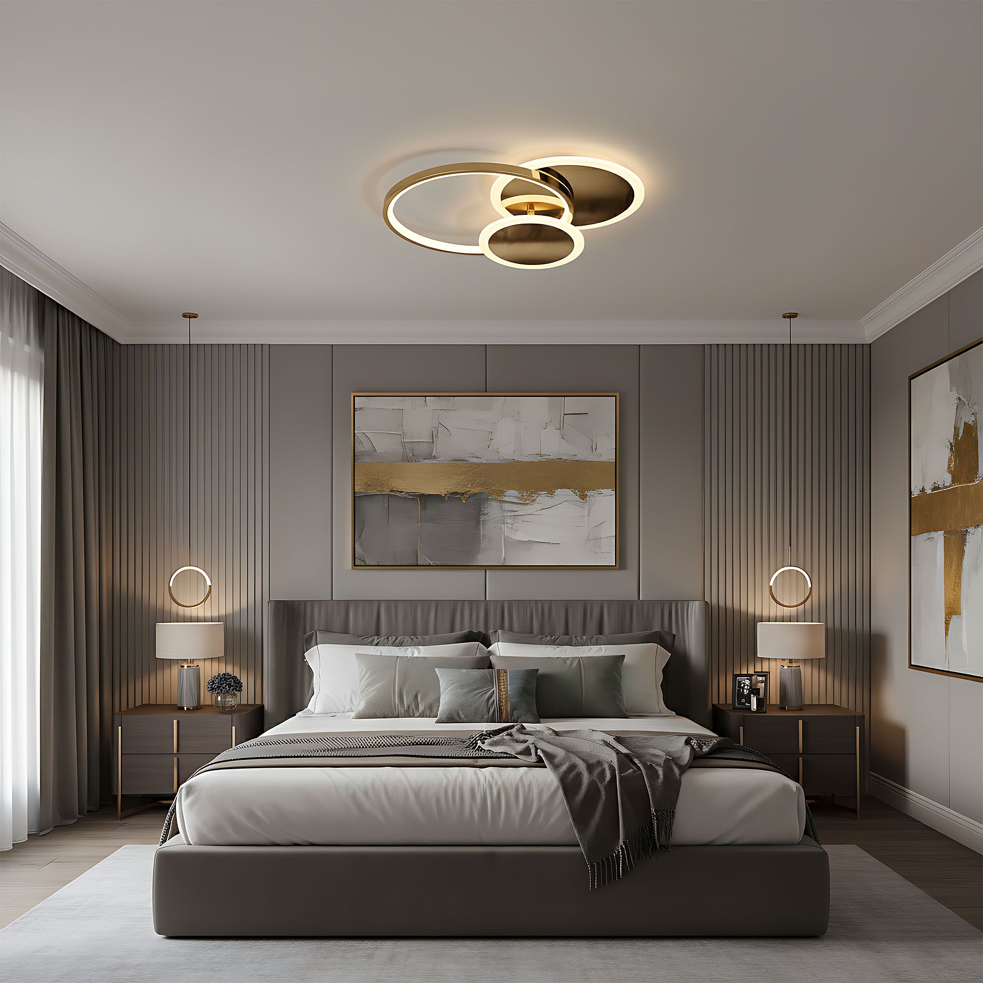 Toolight, LED stropné svietidlo + diaľkové ovládanie, APP1710-C, zlatá lesklá, OSW-04039