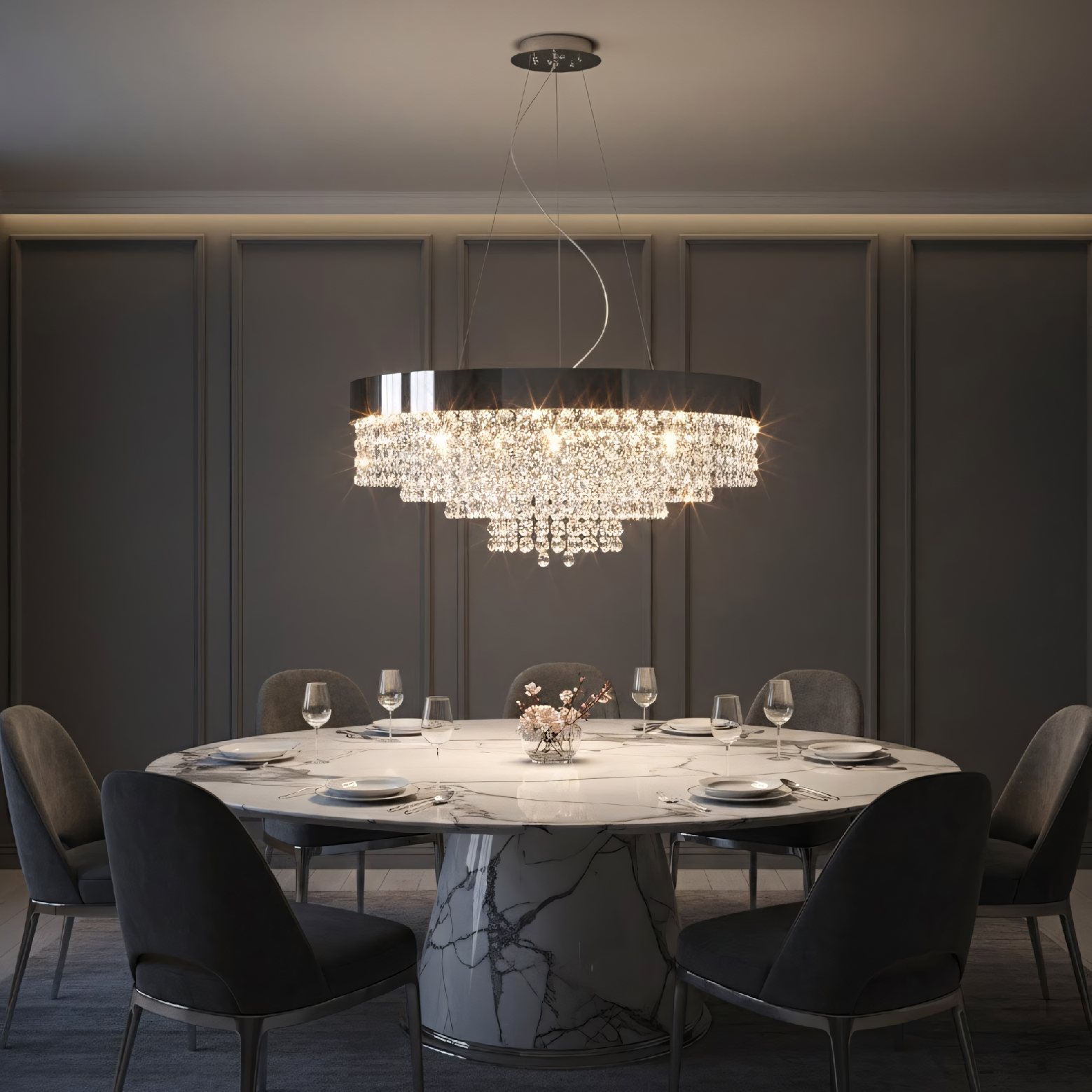 Toolight, stropné svietidlo 60cm, 16xG9, APP1786-5CP, chrómová, OSW-04057