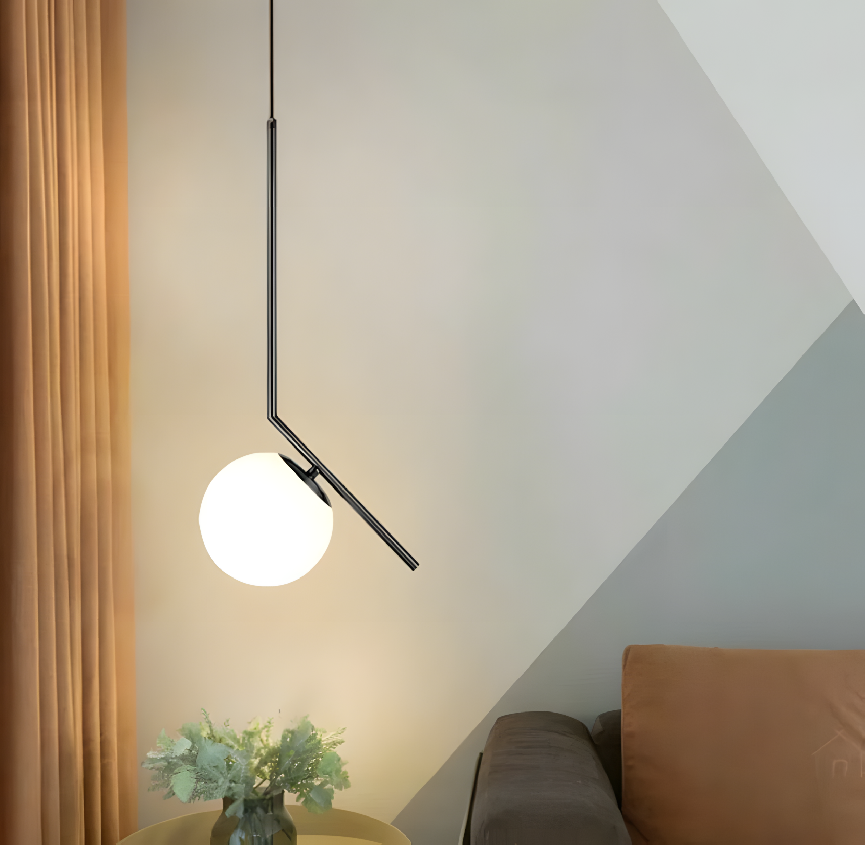 Toolight, stropná lampa sklenená guľa G107-1W, čierna-biela, OSW-09732