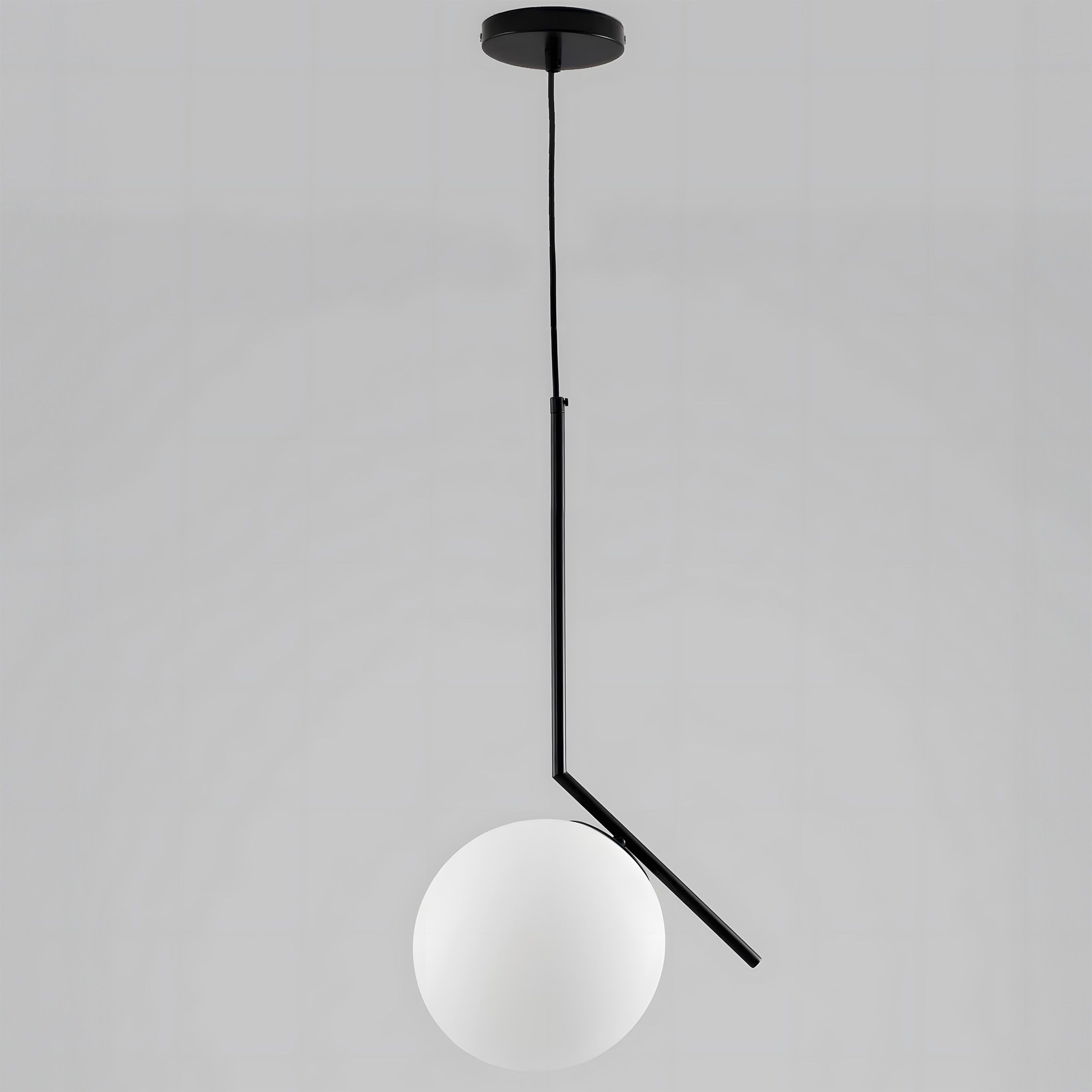 Toolight, stropná lampa sklenená guľa G107-1W, čierna-biela, OSW-09732