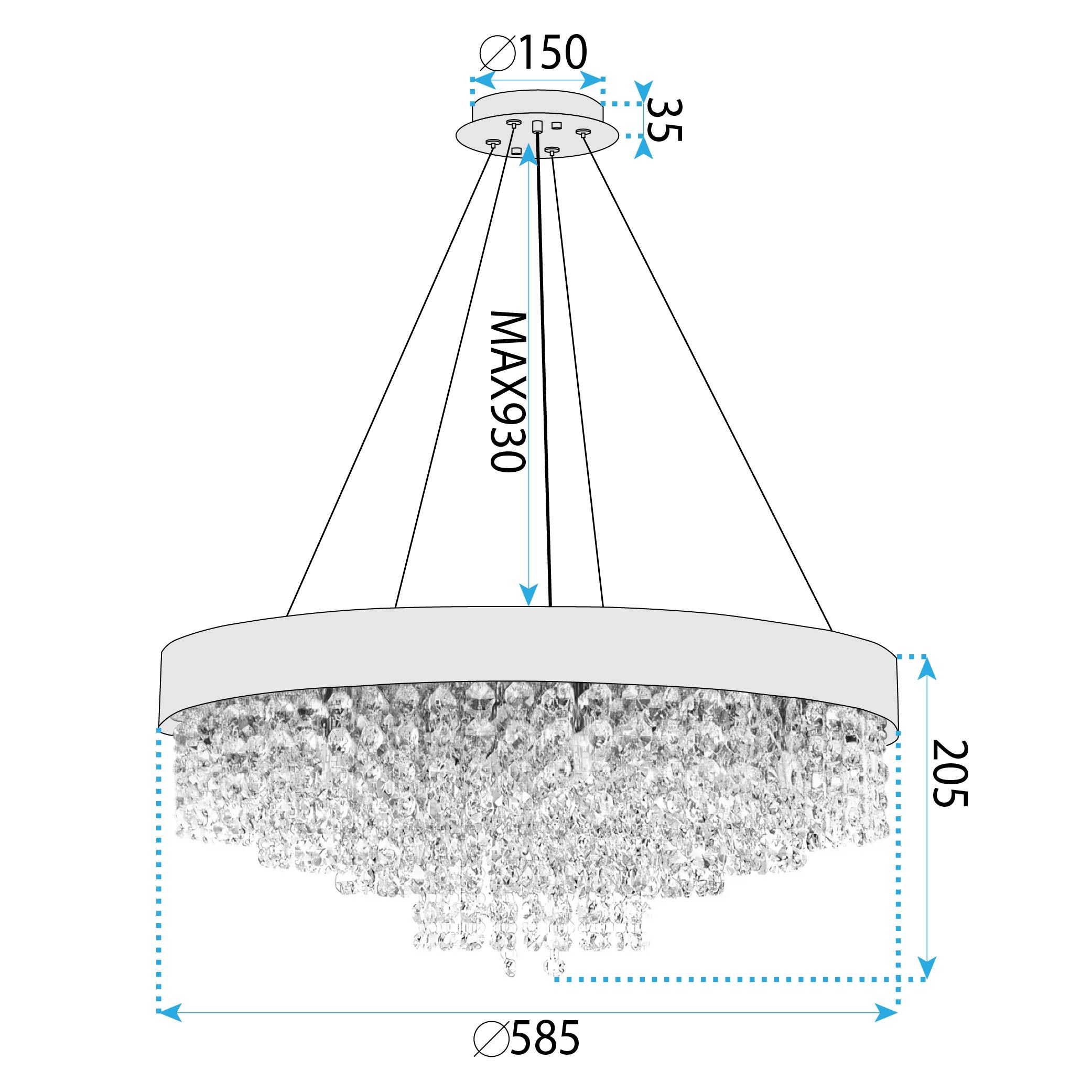Toolight, stropné svietidlo 60cm, 16xG9, APP1787-16CP, zlatá, OSW-04058