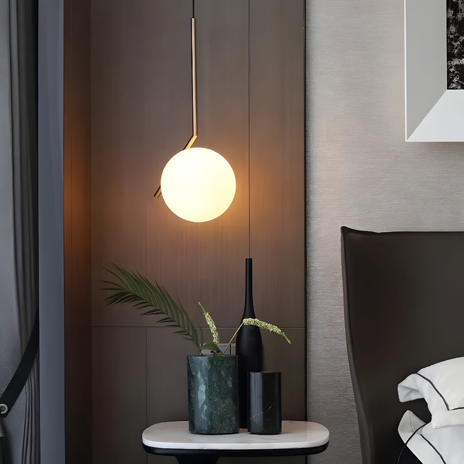 Toolight, stropná lampa sklenená guľa z bieleho zlata 1xE27, G106-1W, zlatá-biela, OSW-09731