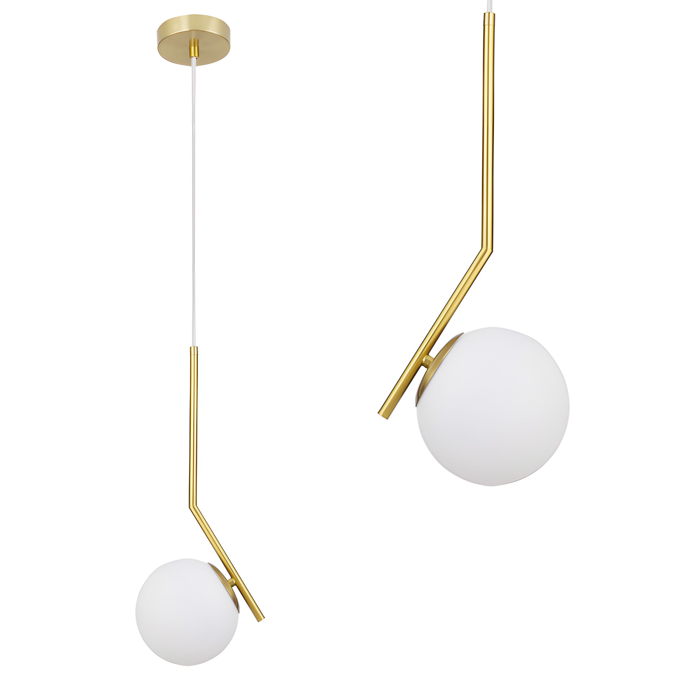 Toolight, stropná lampa sklenená guľa z bieleho zlata 1xE27, G106-1W, zlatá-biela, OSW-09731