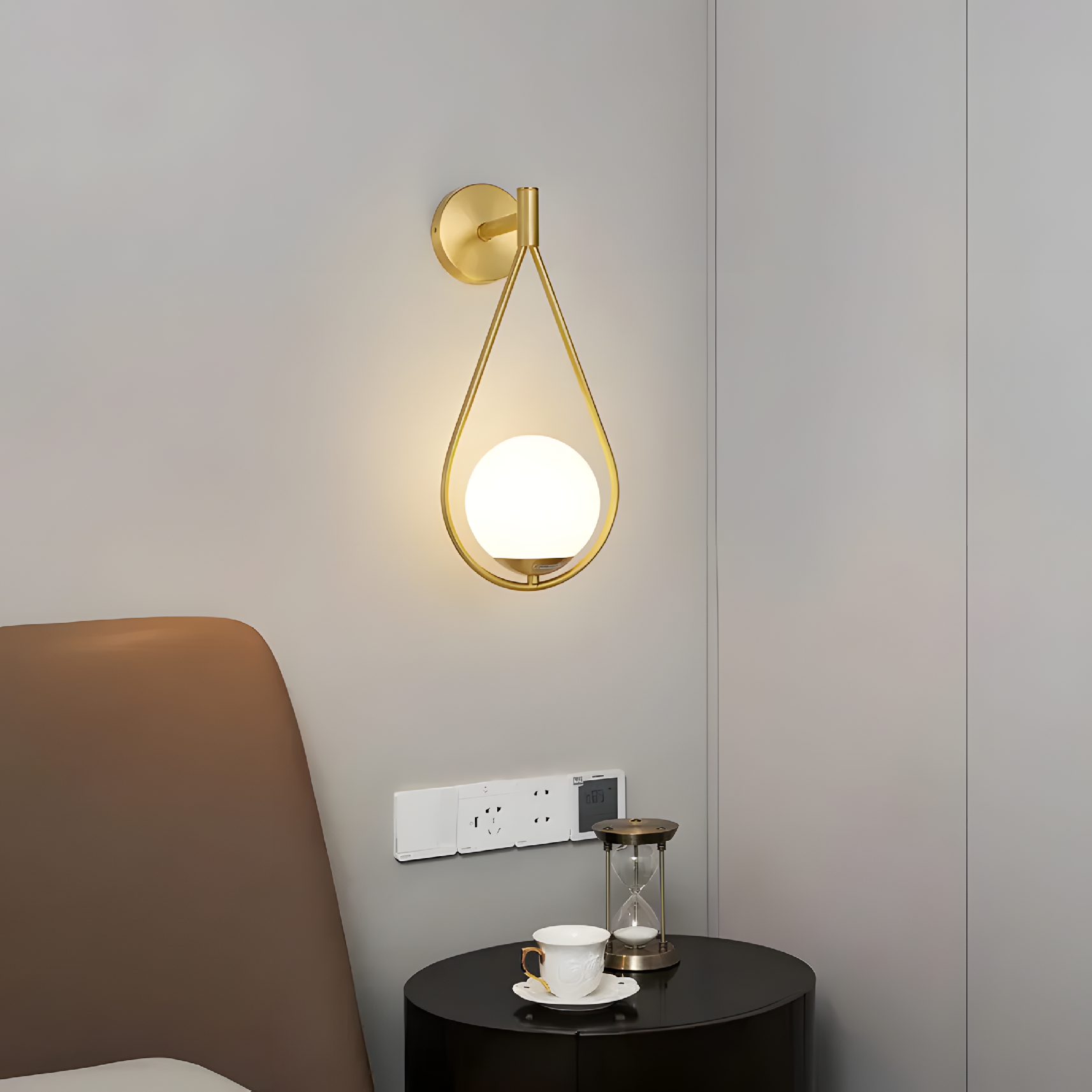 Toolight, nástenné svietidlo 1xE27, G094-1W, zlatá-biela, OSW-09719