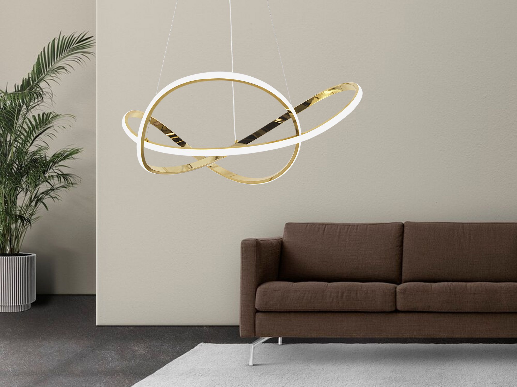 Toolight, LED stropné osvetlenie 73cm, 70W, 4500lm, 4000K, G078-1CP, zlatá, OSW-09738
