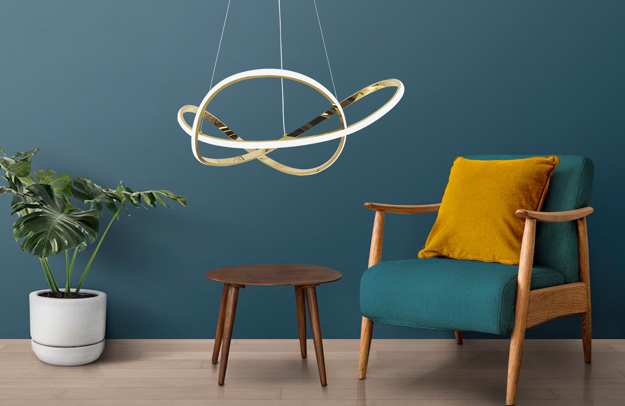 Toolight, LED stropné osvetlenie 73cm, 70W, 4500lm, 4000K, G078-1CP, zlatá, OSW-09738