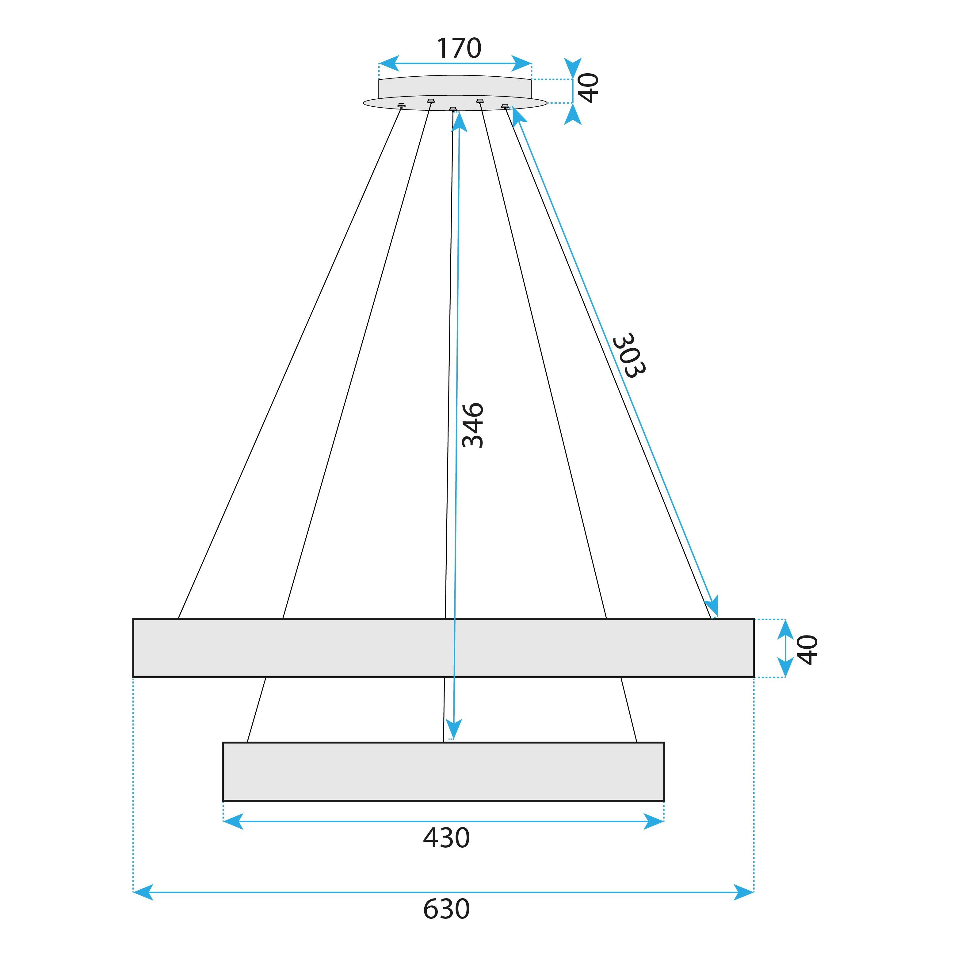 Toolight, LED závesné osvetlenie 63cm, 80W, G045-2CP, zlatá, OSW-06313