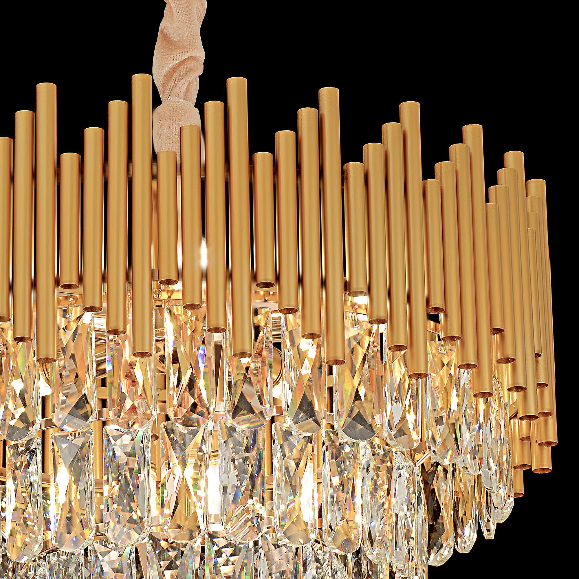 Toolight Vintage, krištáľové závesné svietidlo 50cm, 7xE14, G062-CP, zlatá, OSW-08997