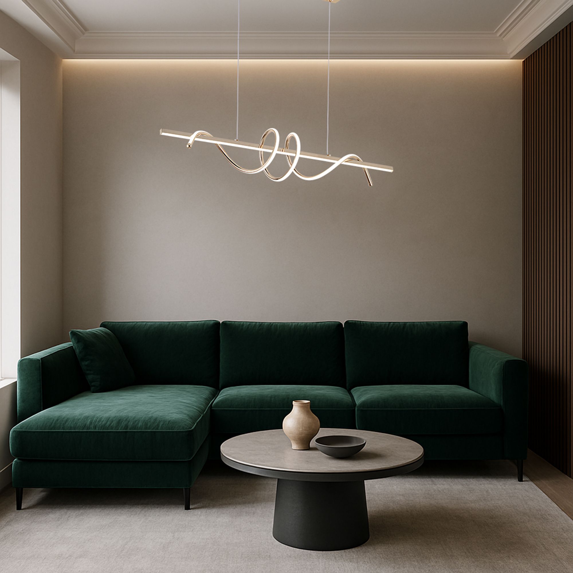Toolight, LED závesné svietidlo 100cm, 70W, 4500lm, G065-CP, zlatá, OSW-08698