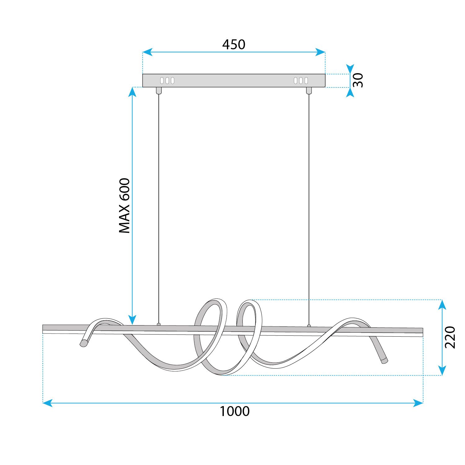 Toolight, LED závesné svietidlo 100cm, 70W, 4500lm, G065-CP, zlatá, OSW-08698