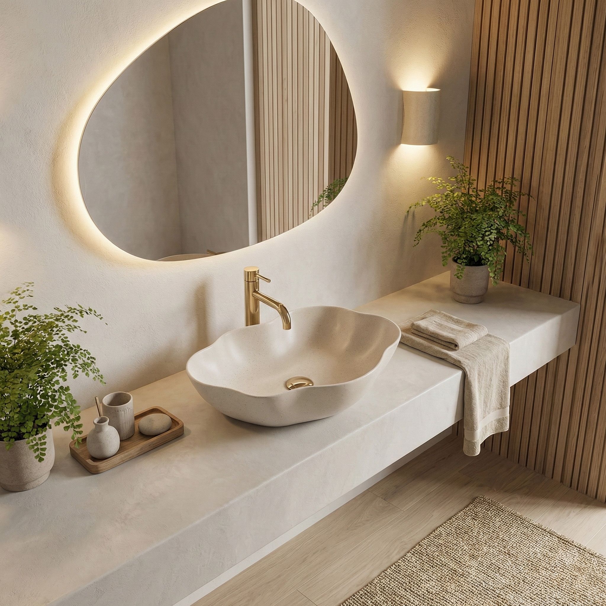Rea Pearl Warm, umývadlo na dosku 505x380x135 mm, béžová, REA-U0617