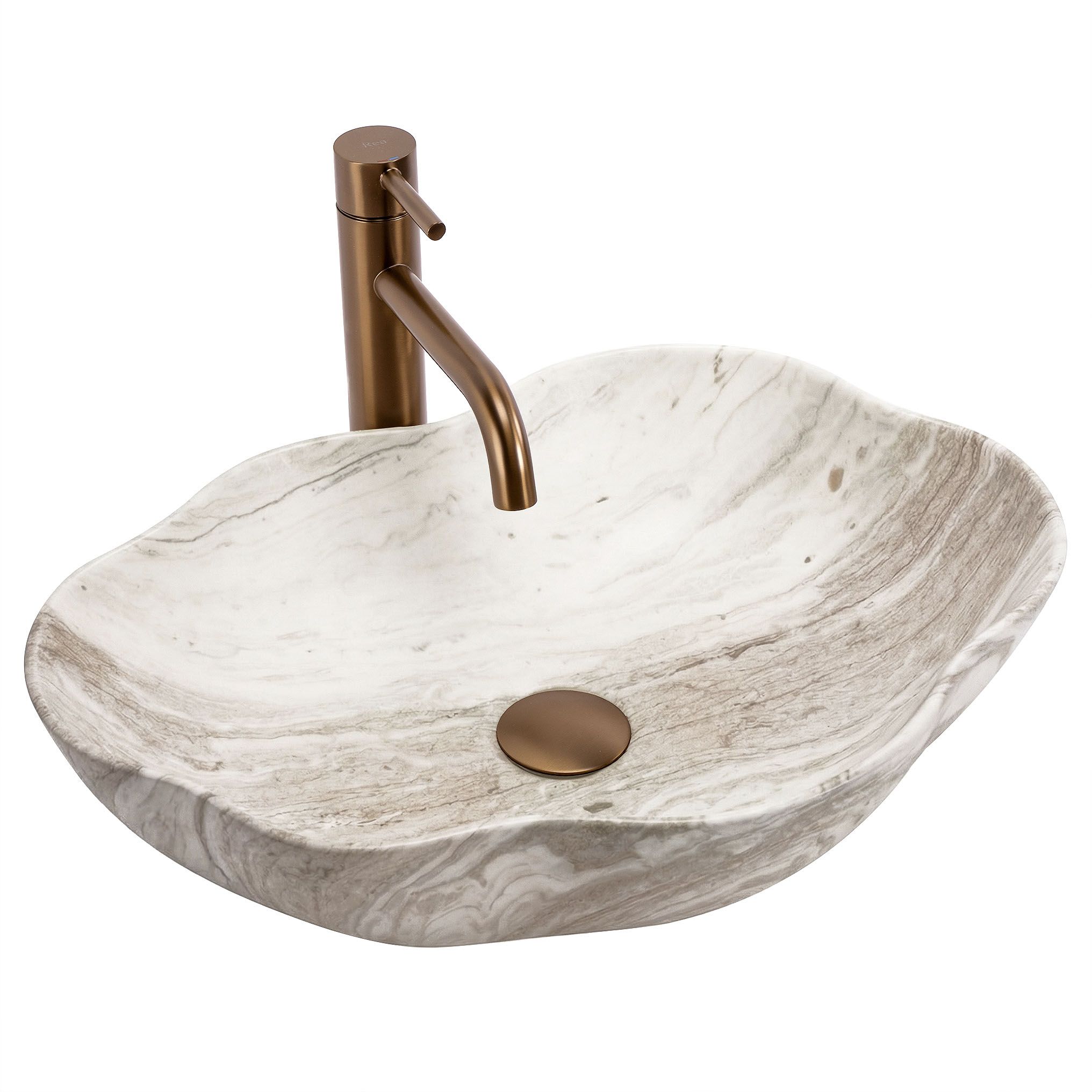 Rea Pearl Saturn, umývadlo na dosku 505x380x135 mm, imitácia kameňa, REA-U0618