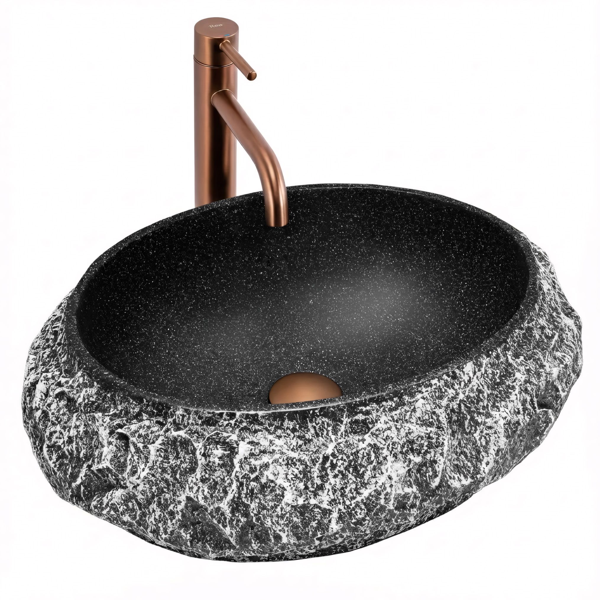 Rea Mika Gabro, umývadlo na dosku 480x380x155 mm, imitácia kameňa-čierna, REA-U0634