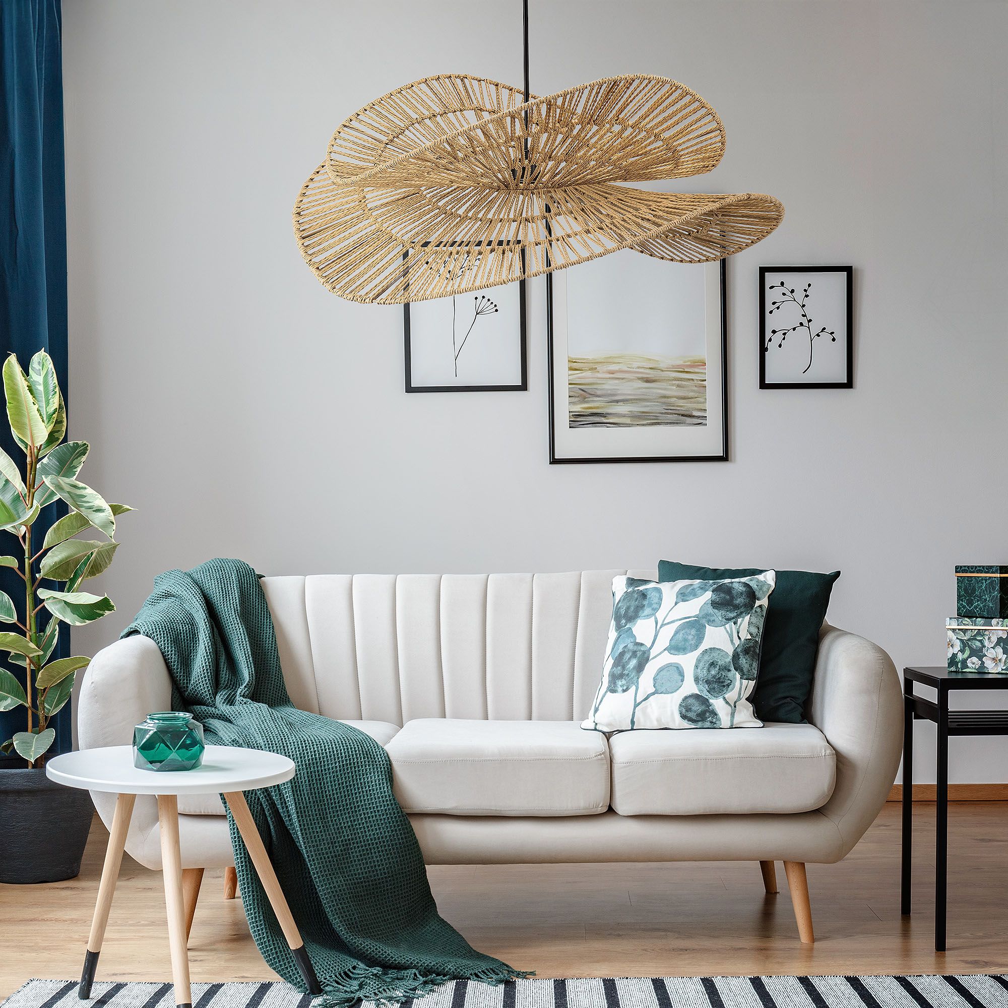Toolight, závesné svietidlo BOHO 50cm, 1xE27, APP1737-1CP, prírodná hnedá-čierna, OSW-06060