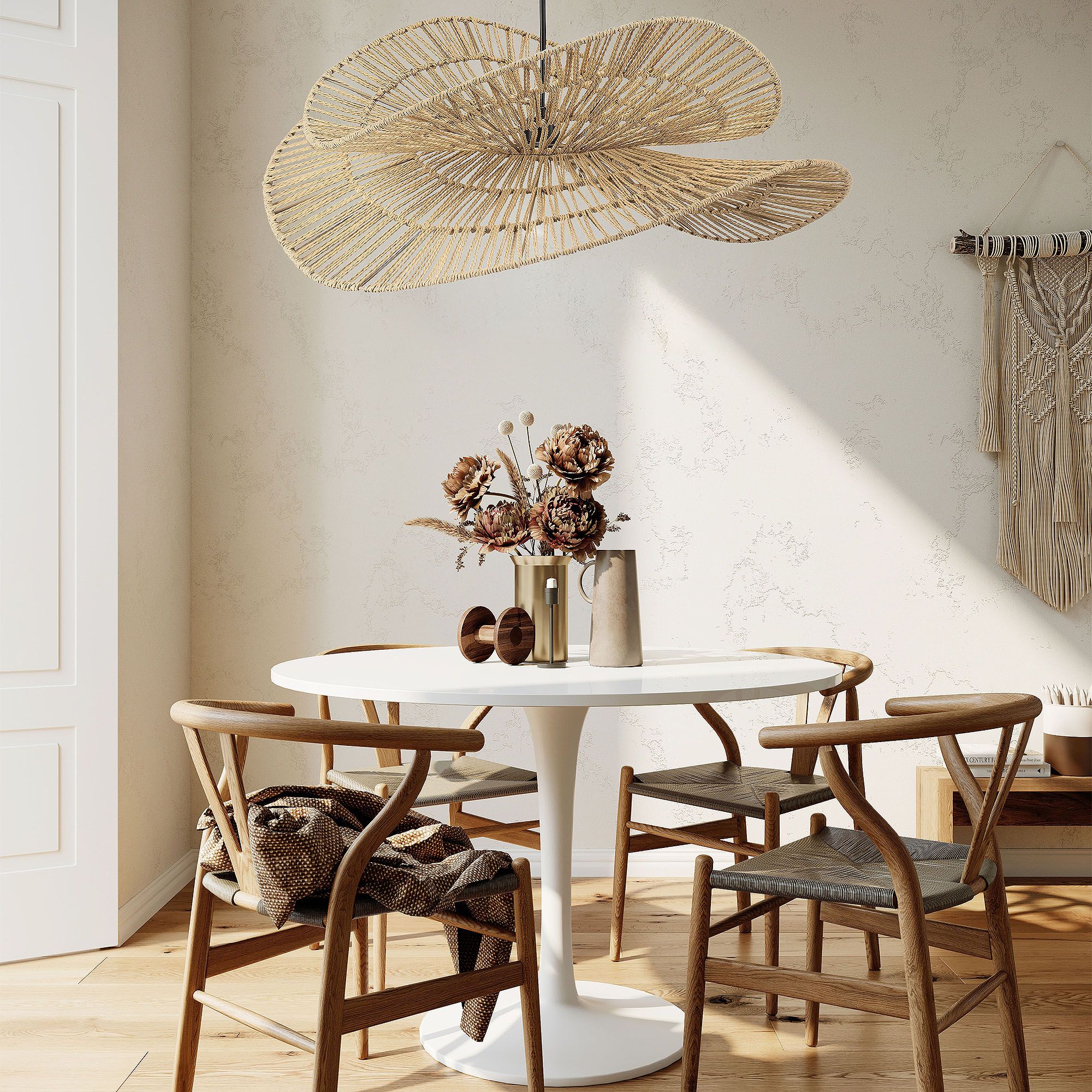 Toolight, závesné svietidlo BOHO 50cm, 1xE27, APP1737-1CP, prírodná hnedá-čierna, OSW-06060