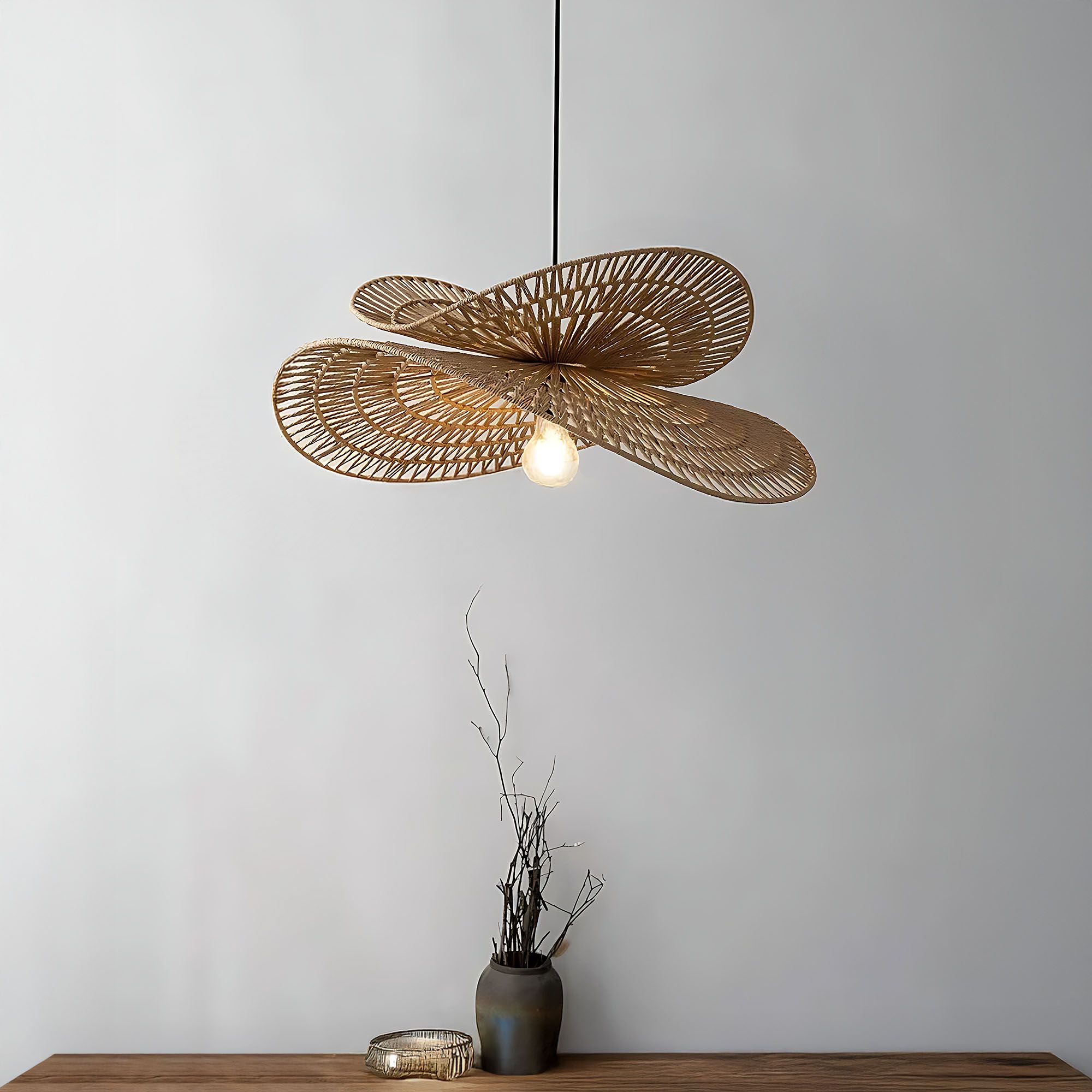 Toolight, závesné svietidlo BOHO 50cm, 1xE27, APP1737-1CP, prírodná hnedá-čierna, OSW-06060