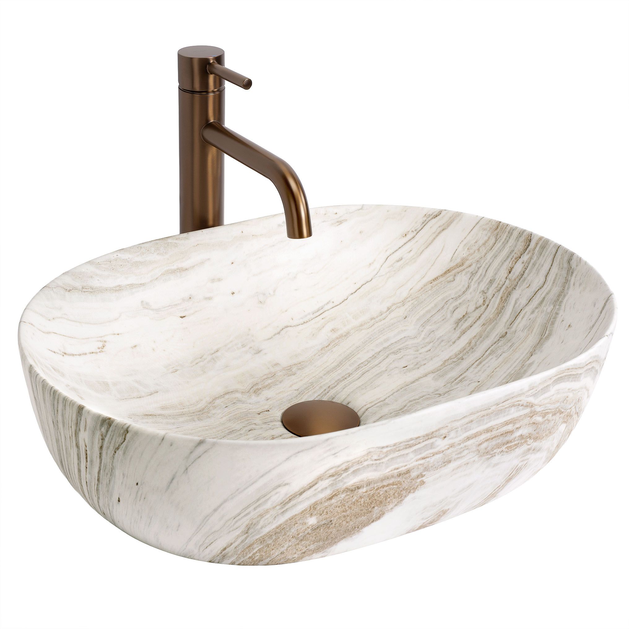 Rea Amelia 48, umývadlo na dosku 480x345x135 mm, imitácia kameňa Saturn, REA-U0636
