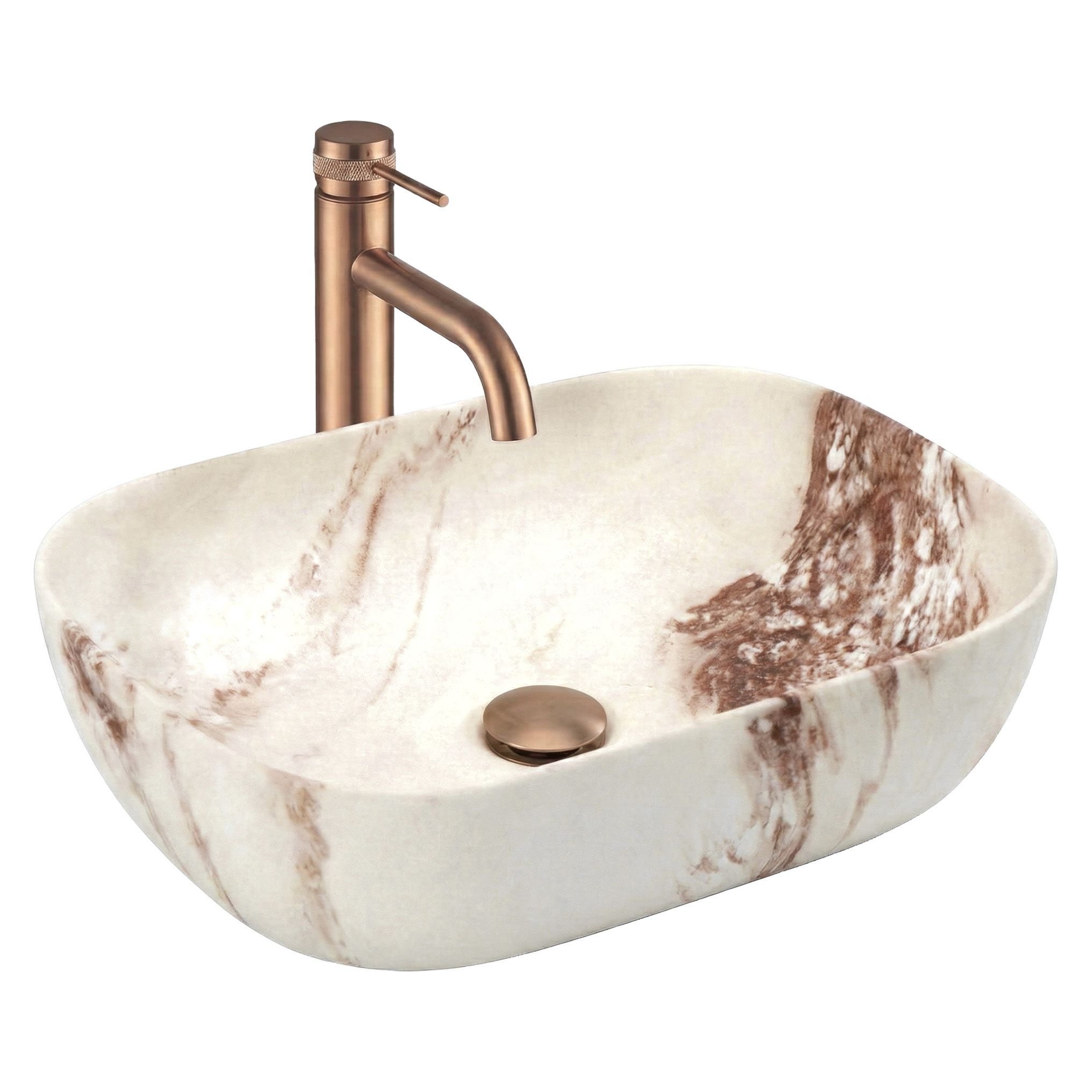 Rea Belinda, umývadlo na dosku 465x330x135 mm, imitácia kameňa-Marrone Matt, REA-U3600