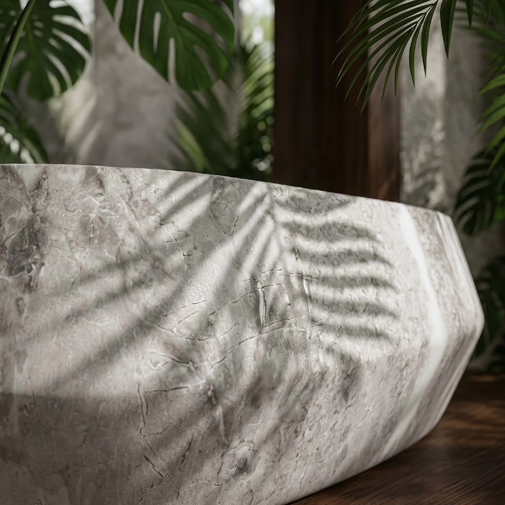 Rea Zoe Rock, umývadlo na dosku 550x355x170 mm, šedá-imitácia kameňa, REA-U0643